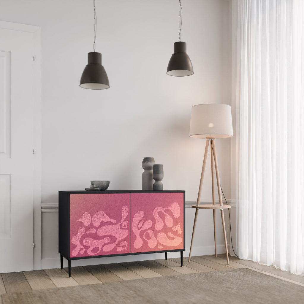 Buffet 2 portes ROSE IRRÉGULIER finition noire