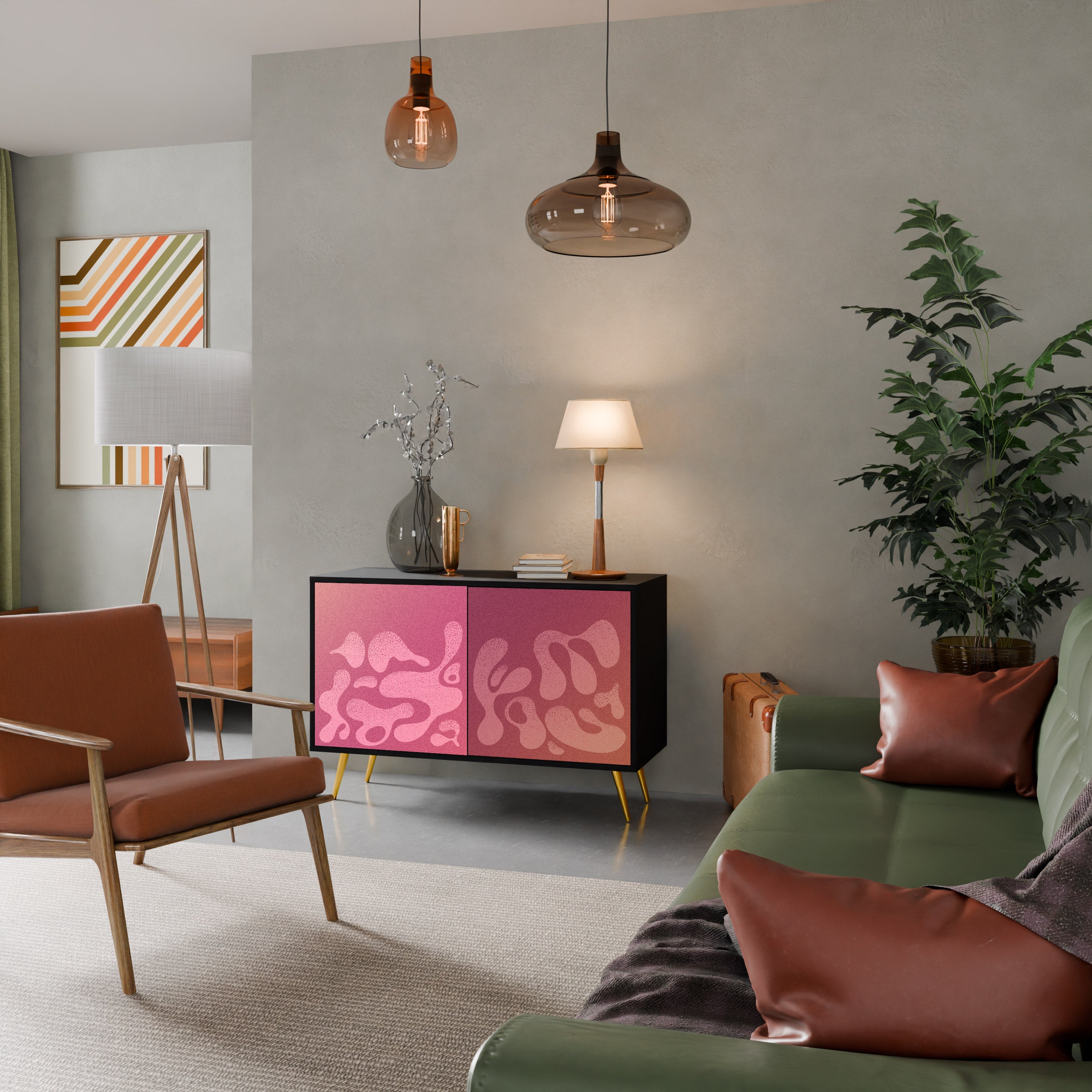 IRREGULAR PINK 2-Door Sideboard in Black Finish