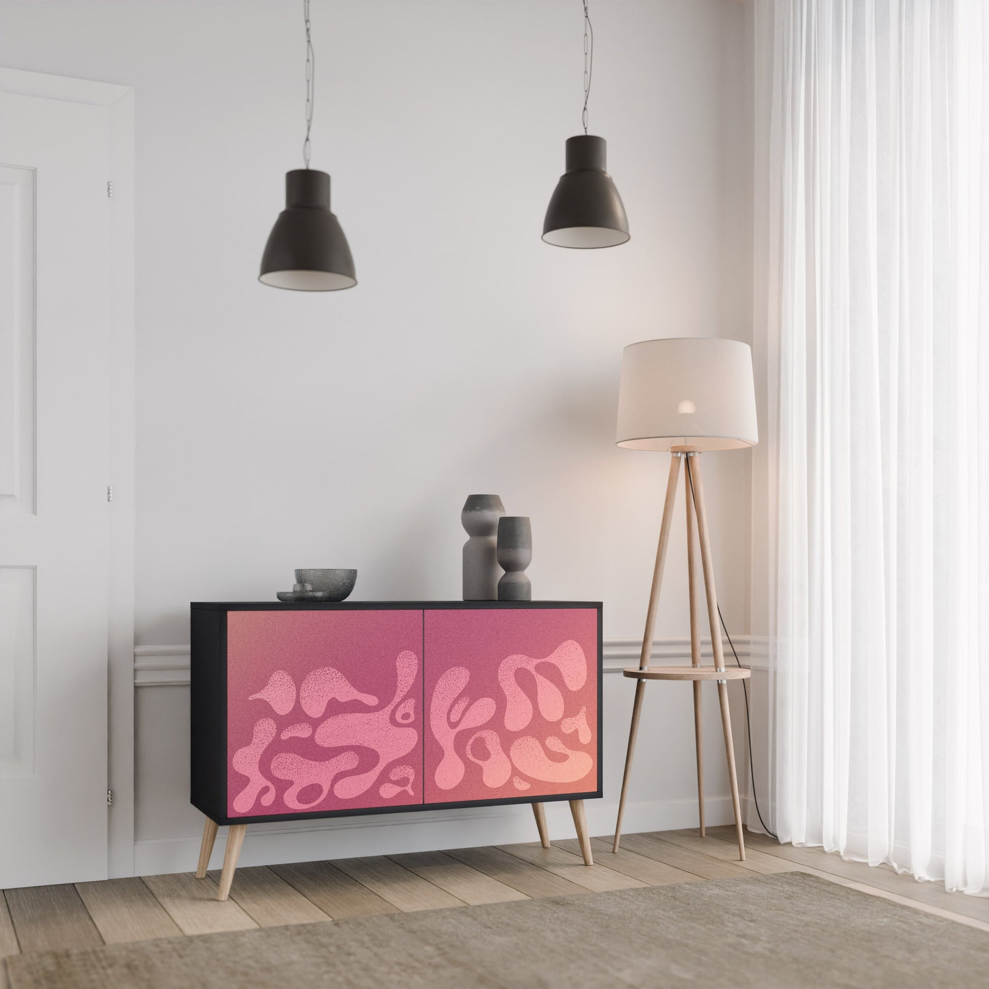 Buffet 2 portes ROSE IRRÉGULIER finition noire