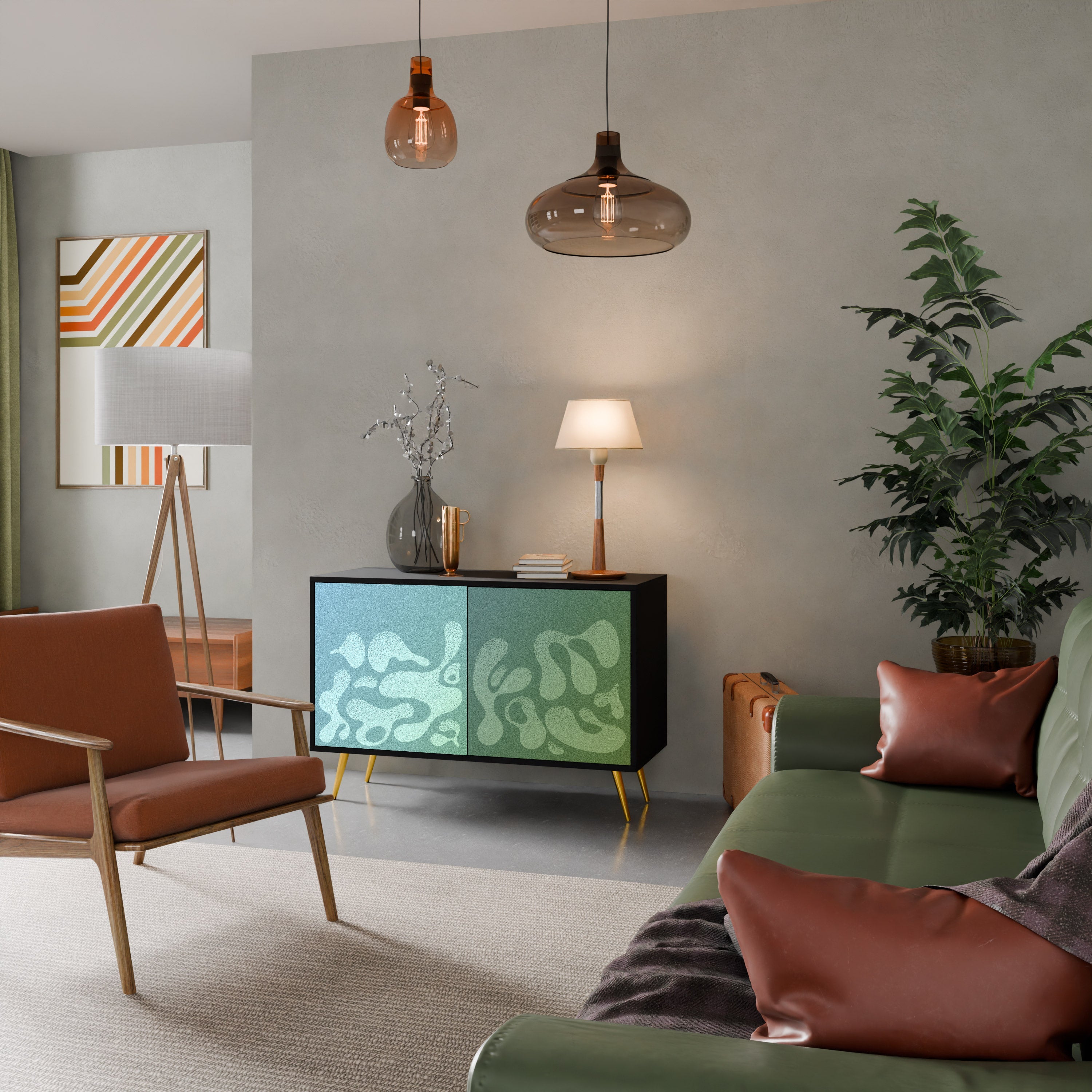 IRREGULAR BLUE 2-Door Sideboard in Black Finish