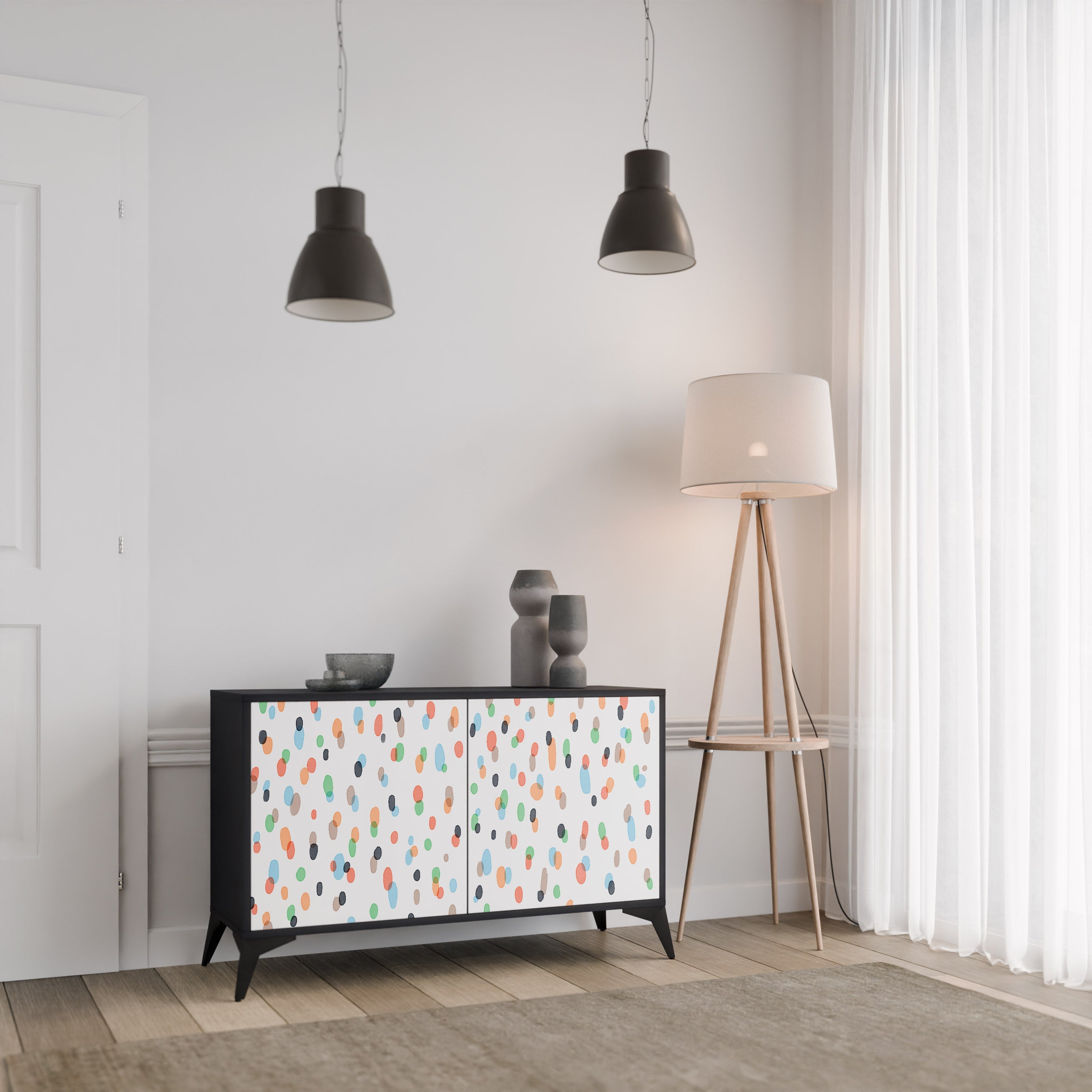 ENERGETIC SPOTS 2-Door Sideboard in Black Finish