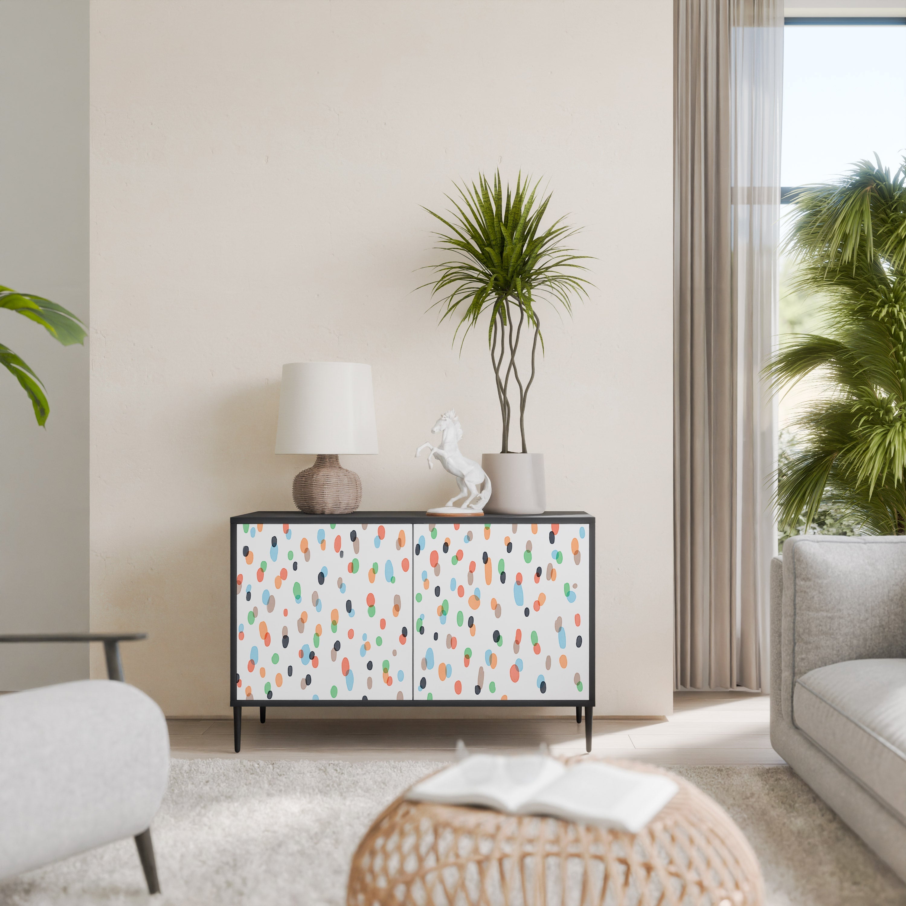 ENERGETIC SPOTS 2-Door Sideboard in Black Finish