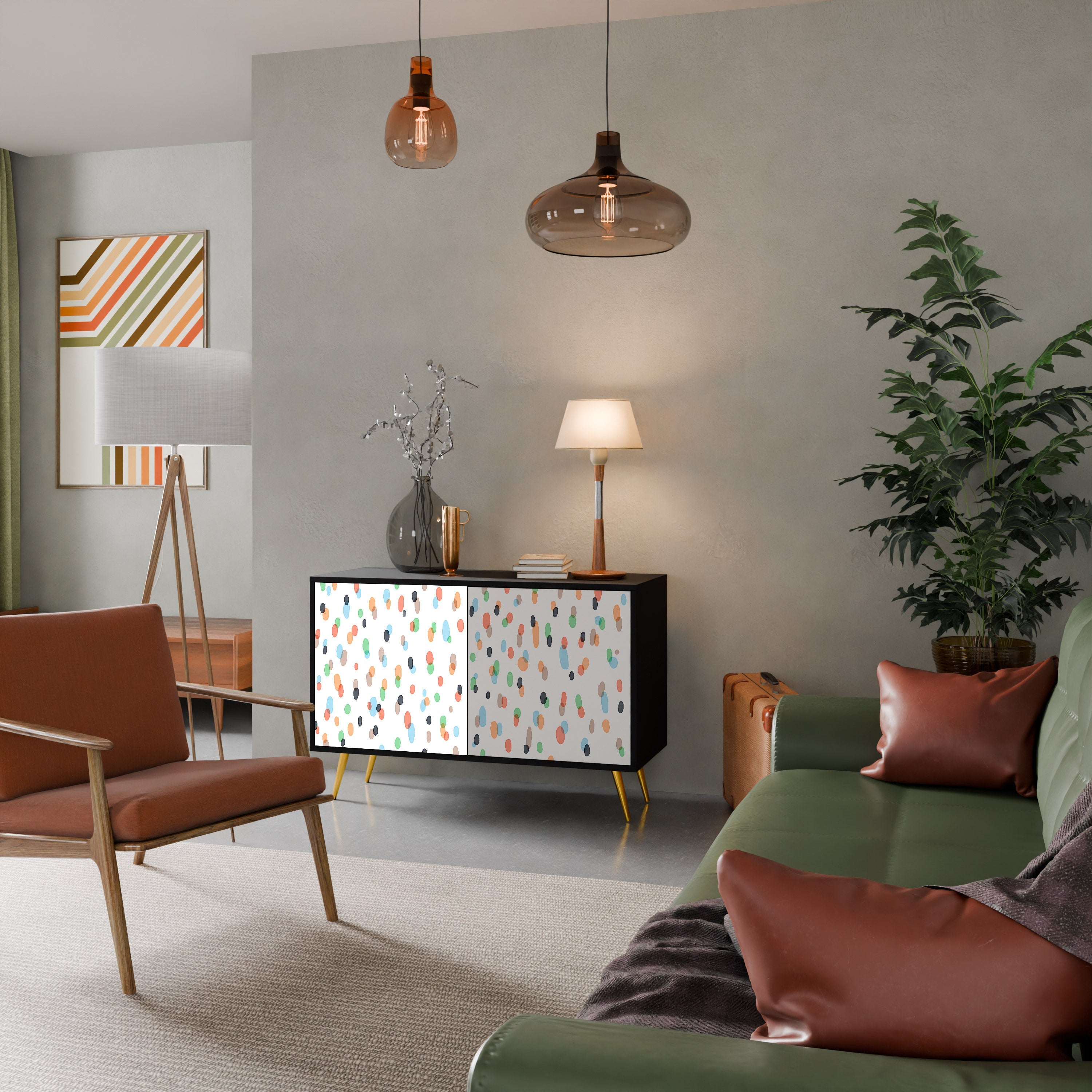 ENERGETIC SPOTS 2-Door Sideboard in Black Finish