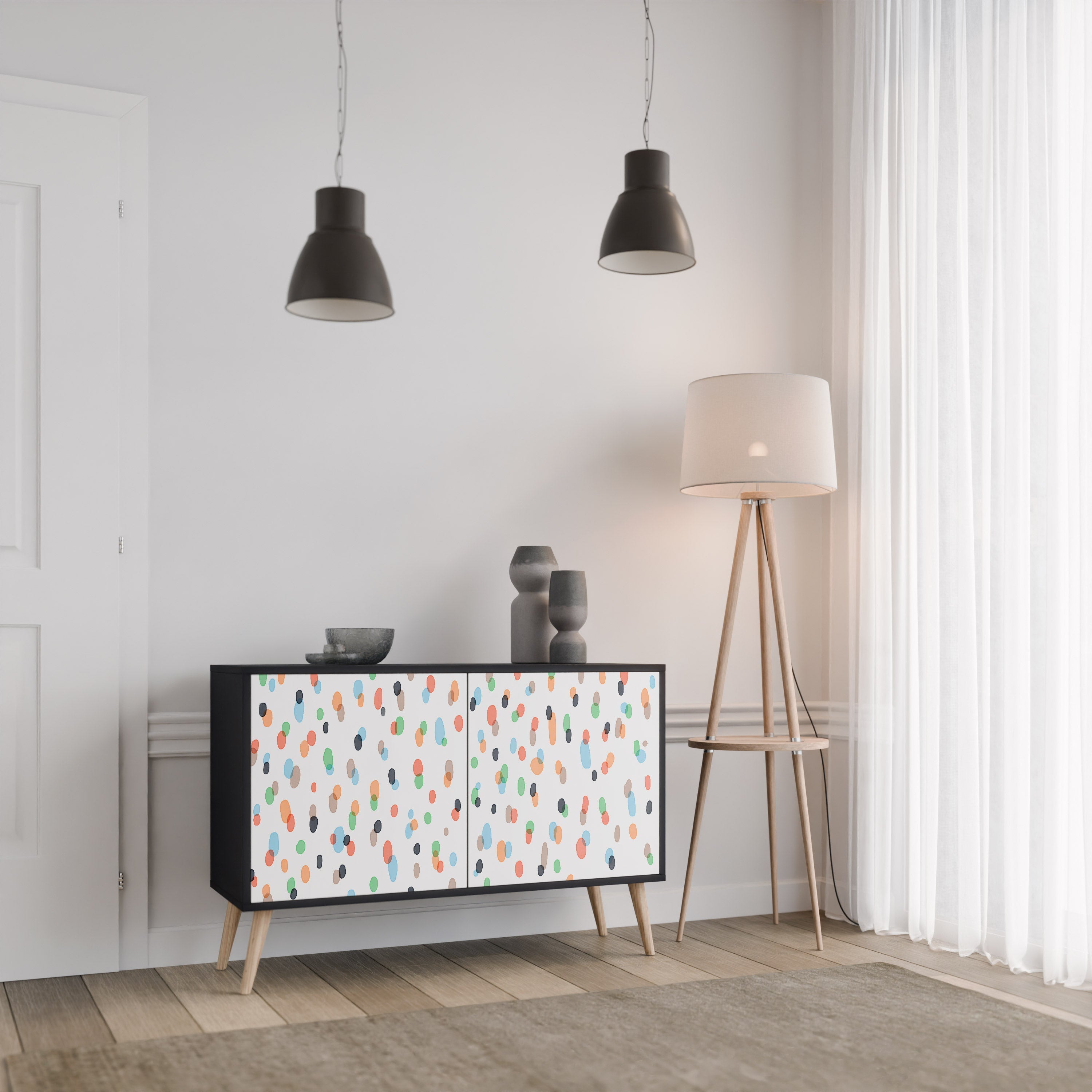 ENERGETIC SPOTS 2-Door Sideboard in Black Finish
