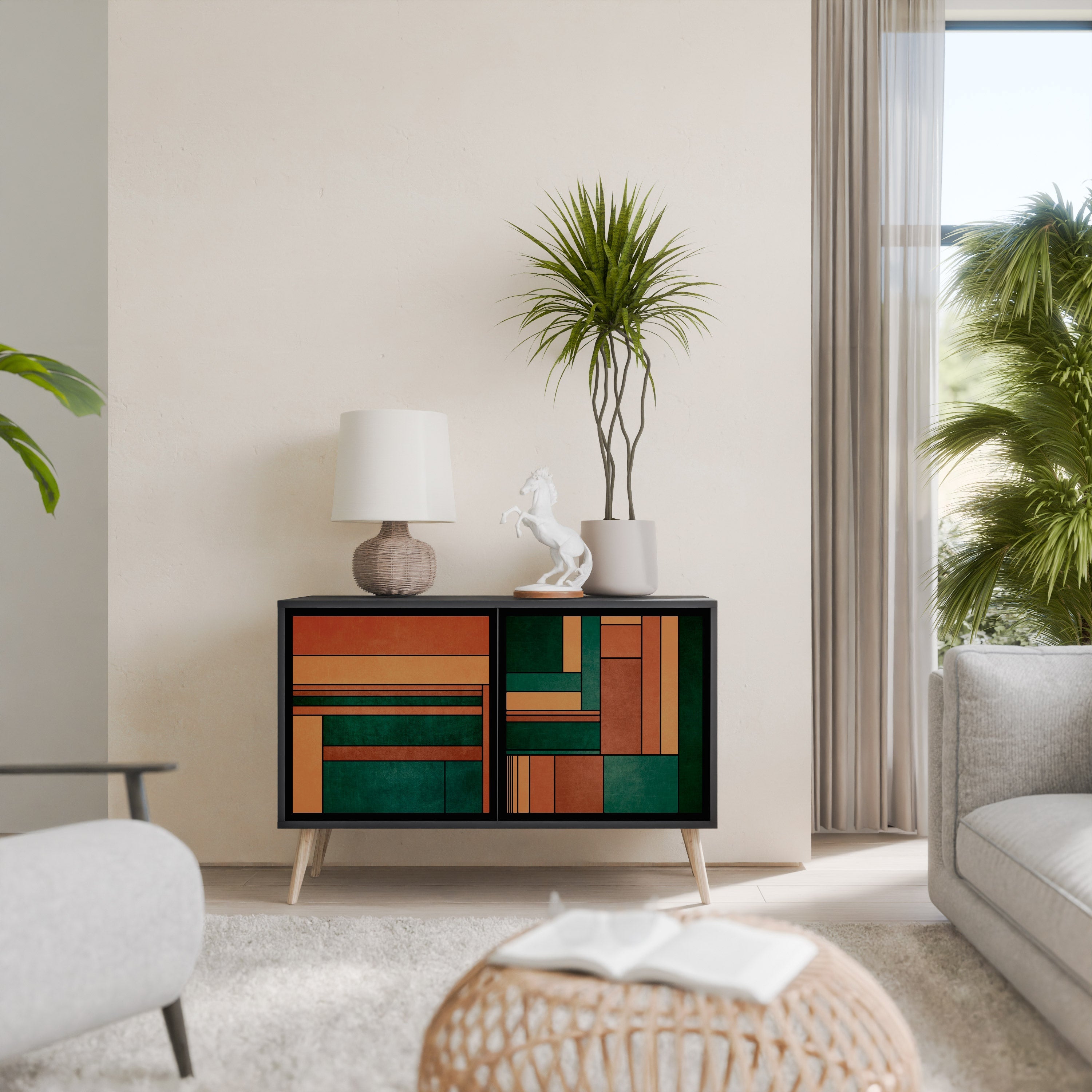 EARTHY FIGURES 2-Door Sideboard in Black Finish
