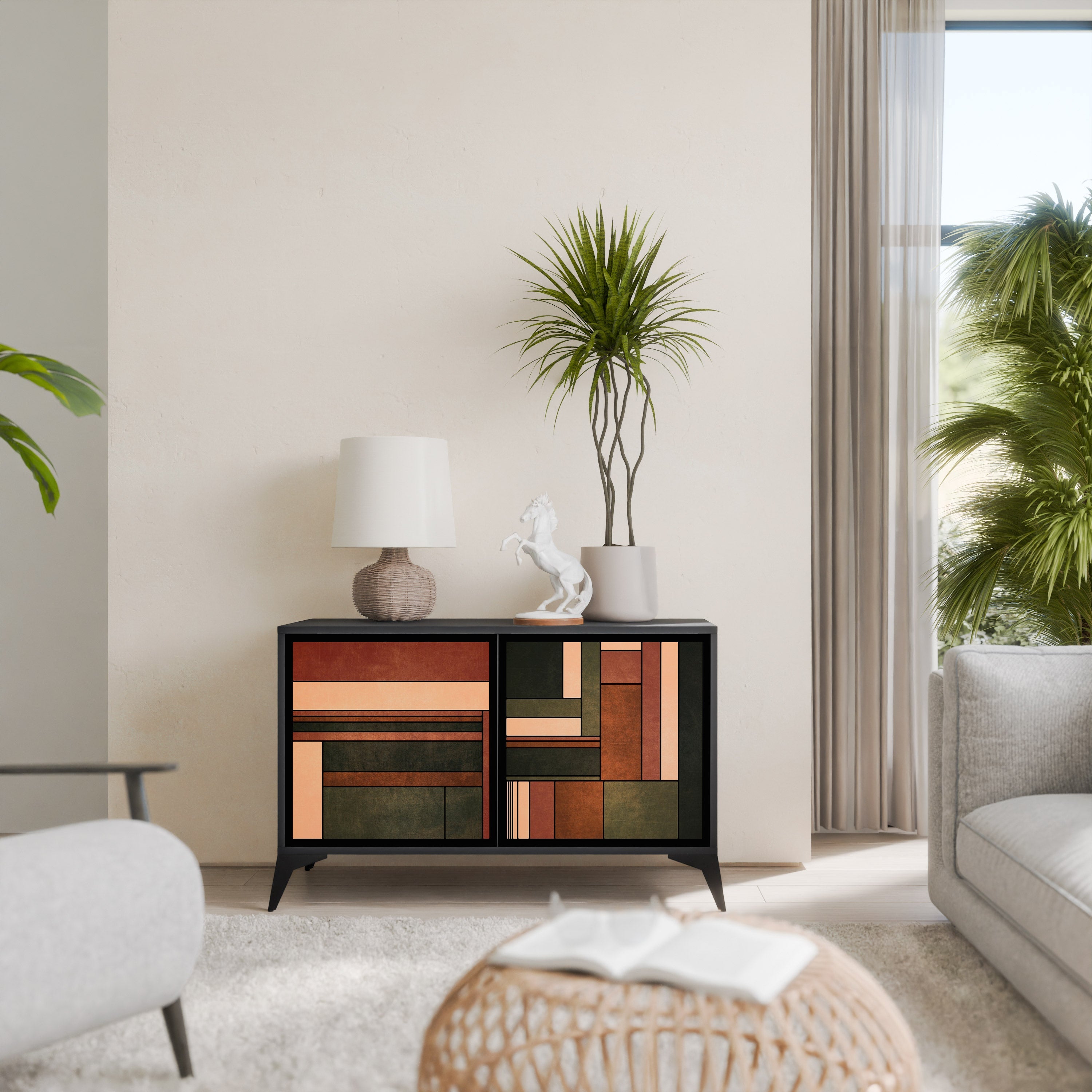 FIGURES OF NATURE 2-Door Sideboard in Black Finish