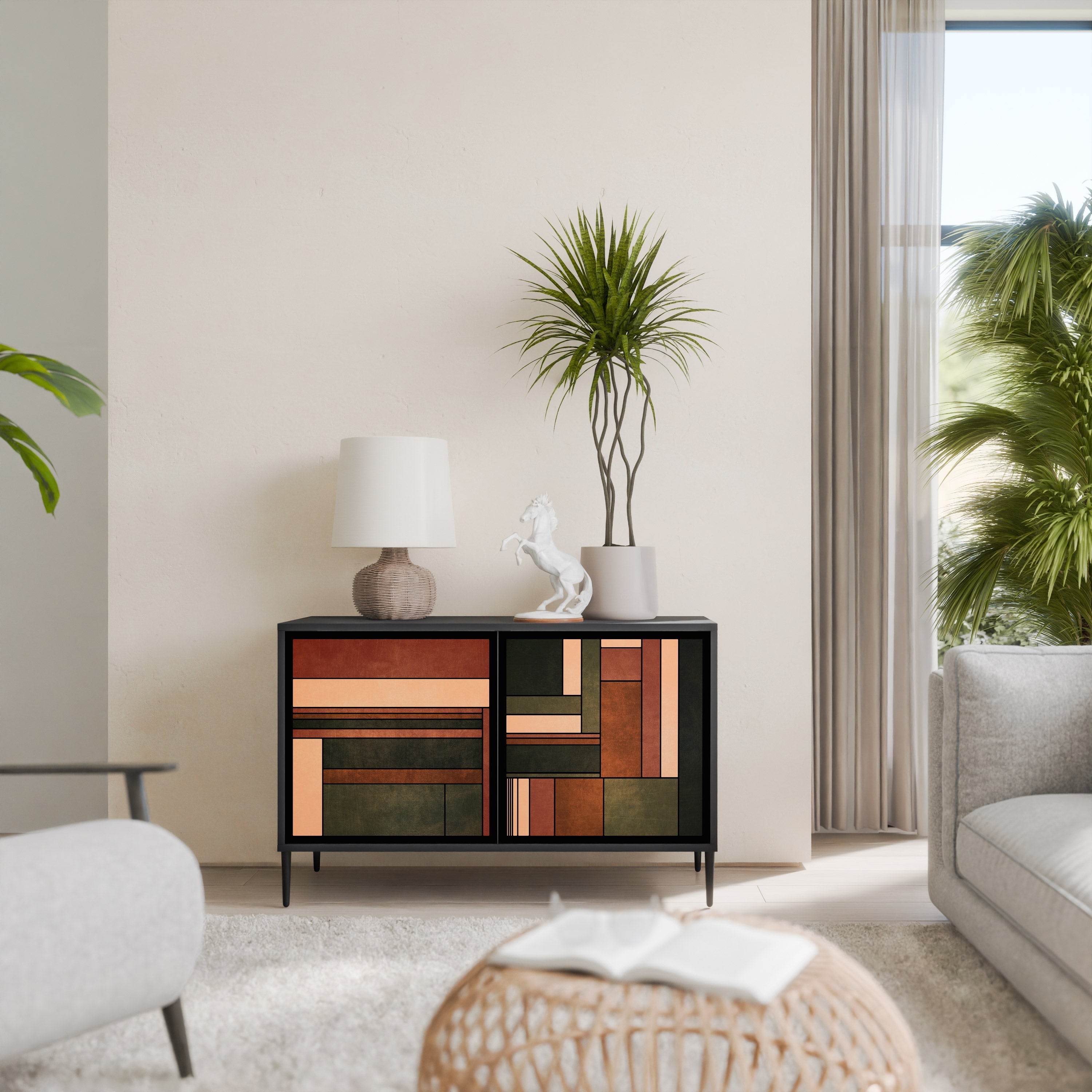 FIGURES OF NATURE 2-Door Sideboard in Black Finish