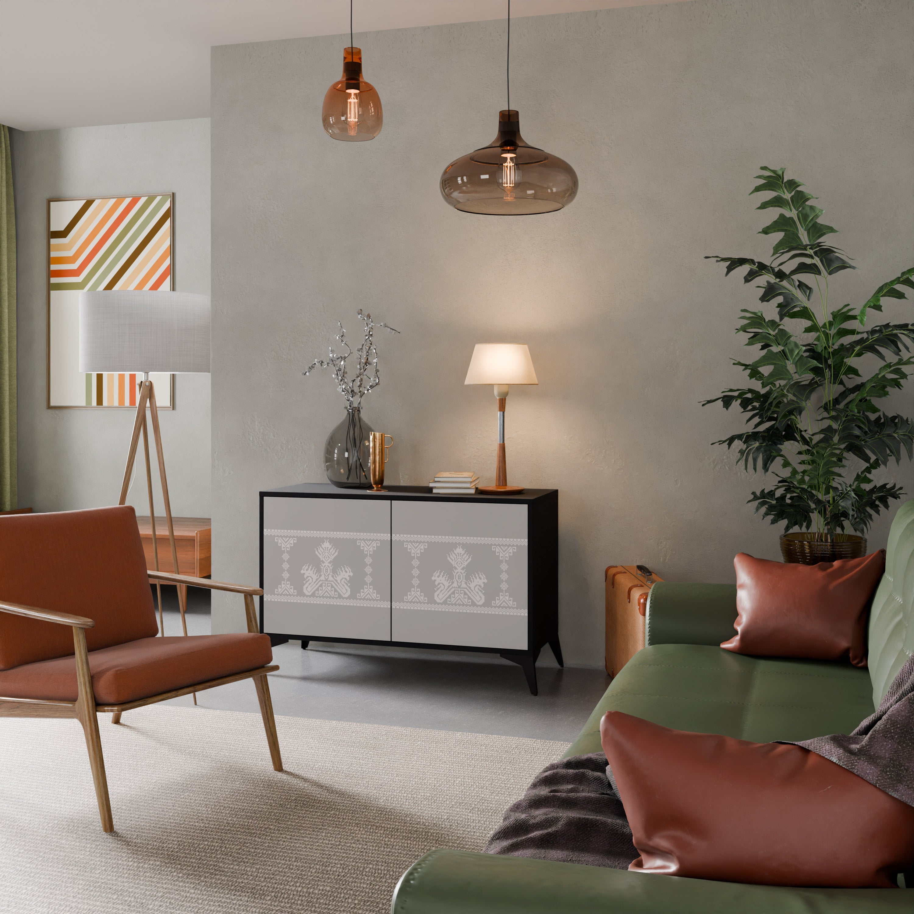 THAI GRAY 2-Door Sideboard in Black Finish