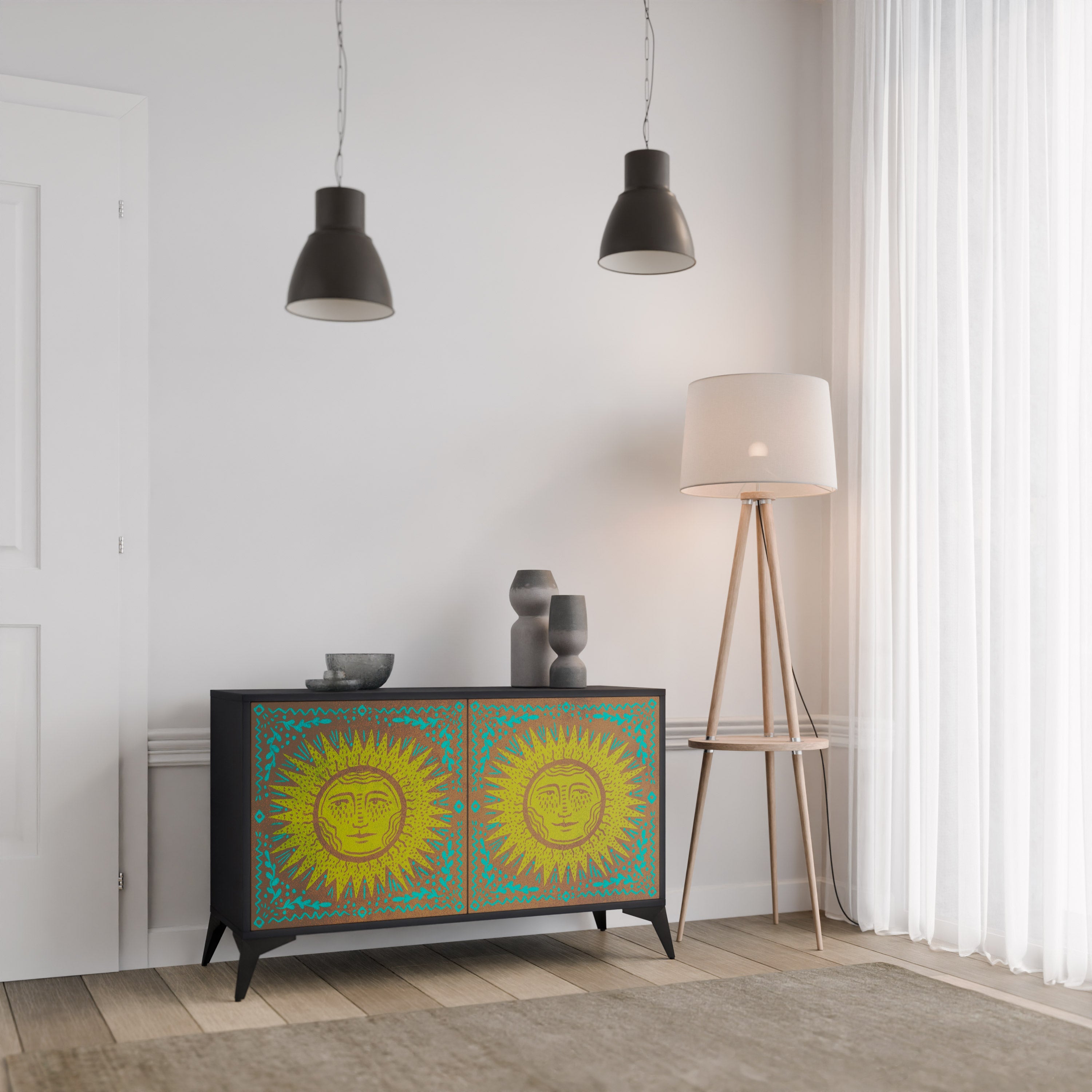 SUNSHINE EULOGY 2-Door Sideboard in Black Finish