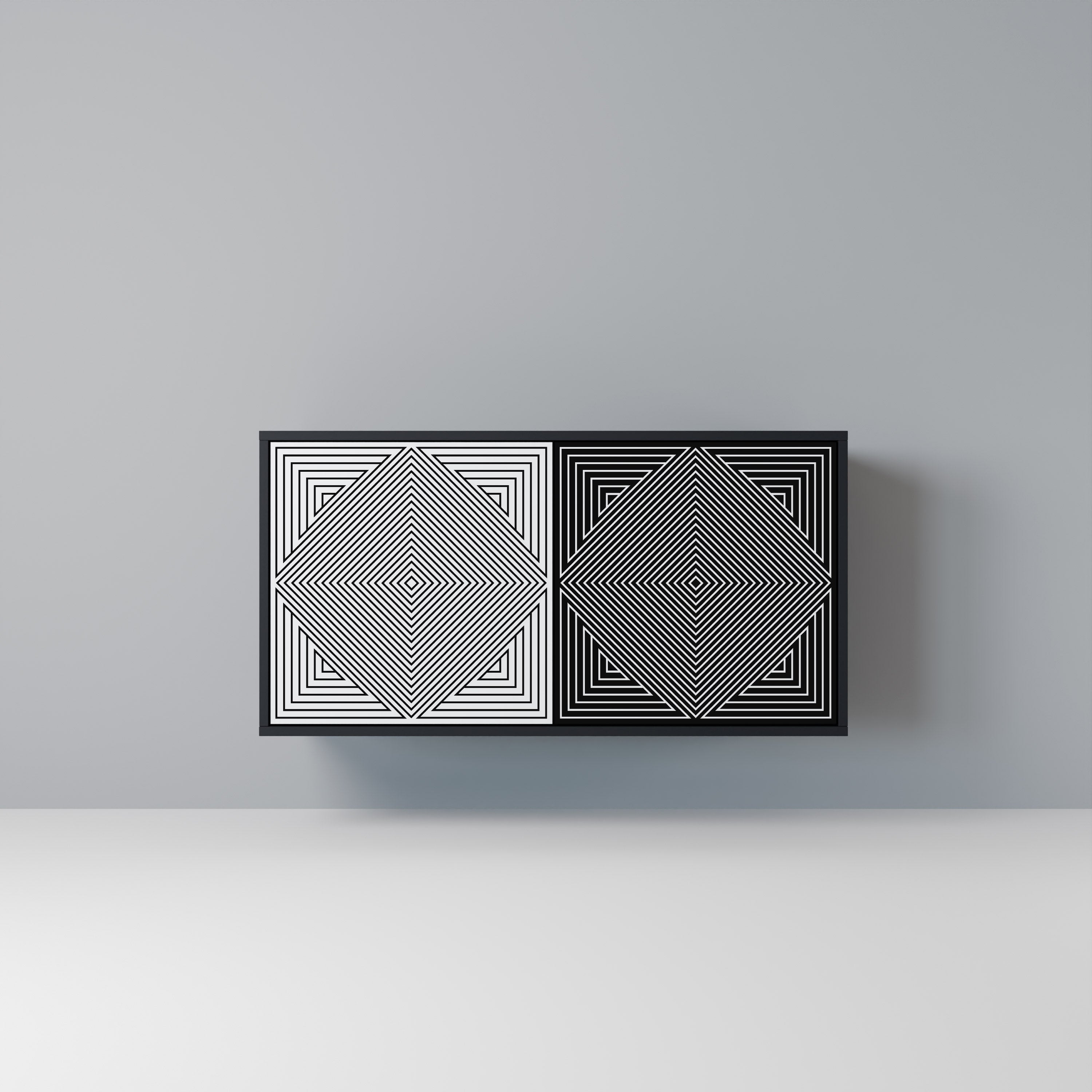 POLYGON ILLUSION 2-Door Sideboard in Black Finish