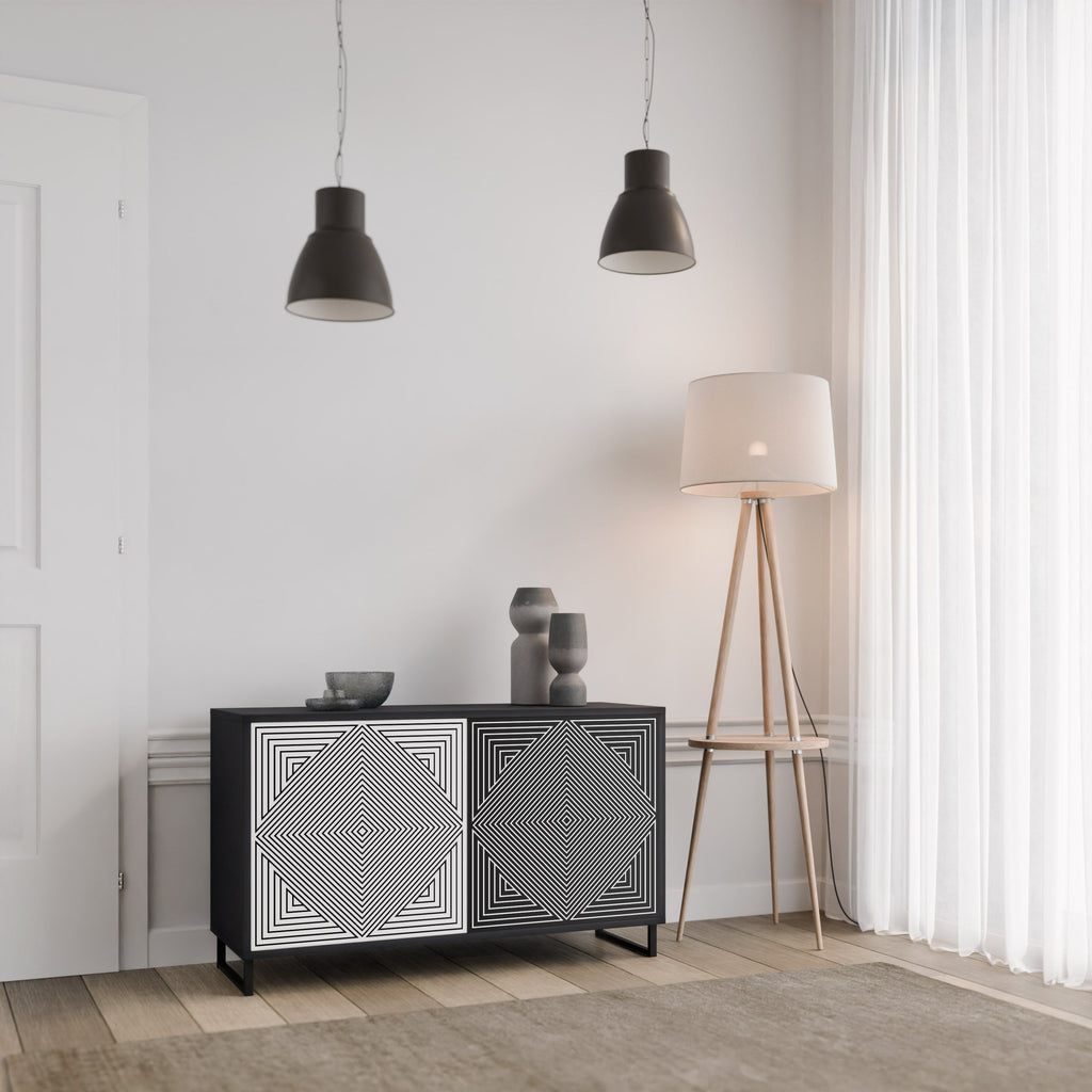 POLYGON ILLUSION 2-Door Sideboard in Black Finish