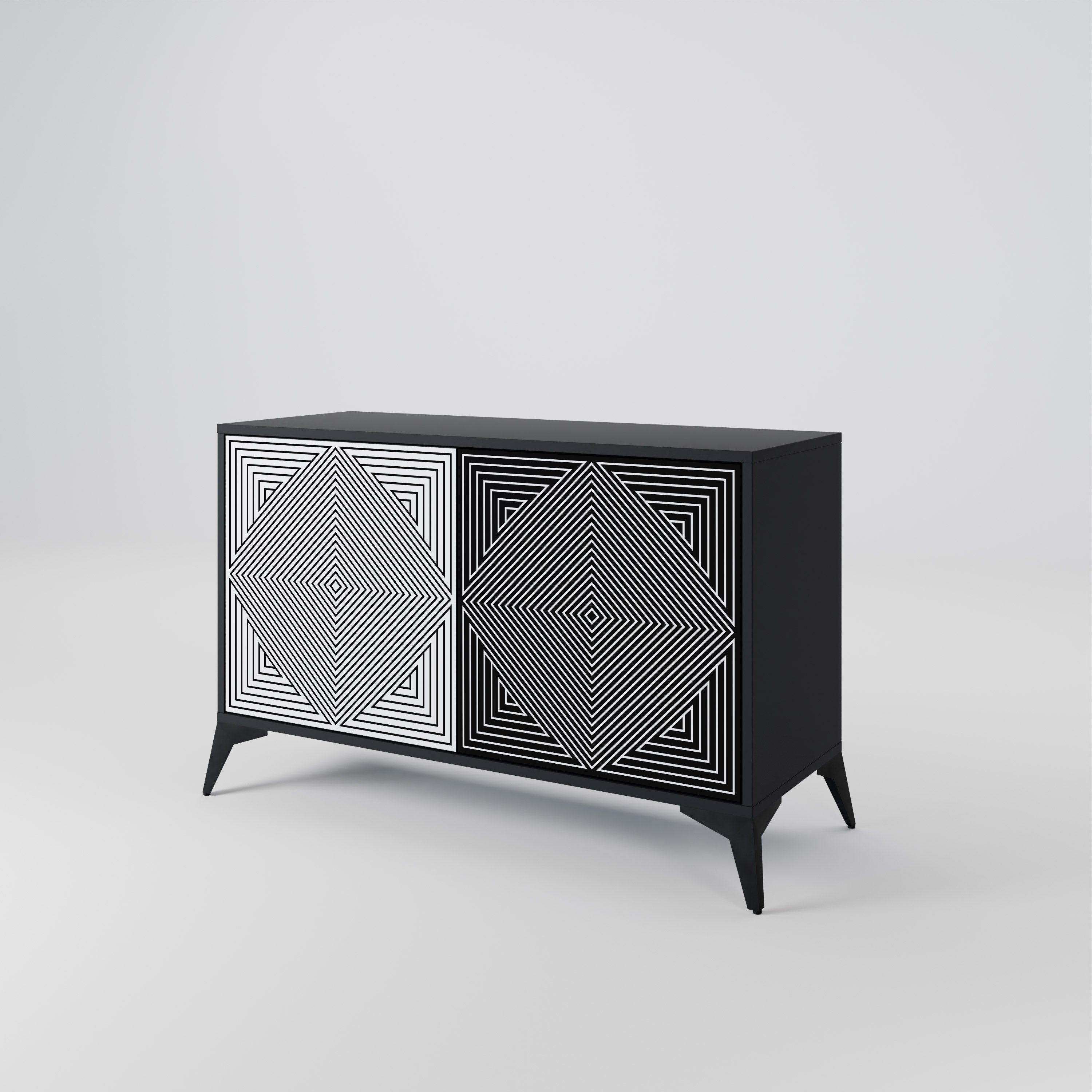 POLYGON ILLUSION 2-Door Sideboard in Black Finish