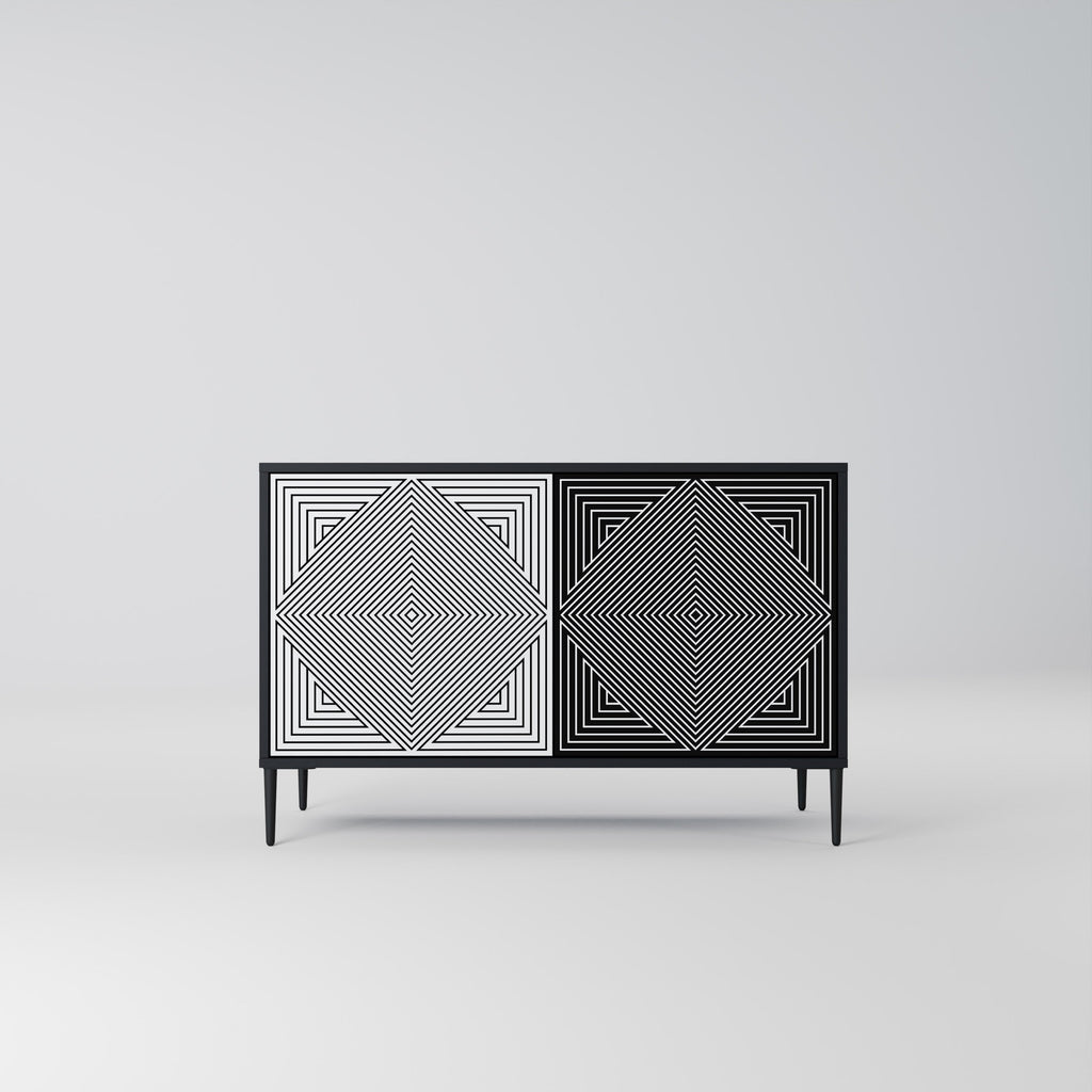 POLYGON ILLUSION 2-Door Sideboard in Black Finish