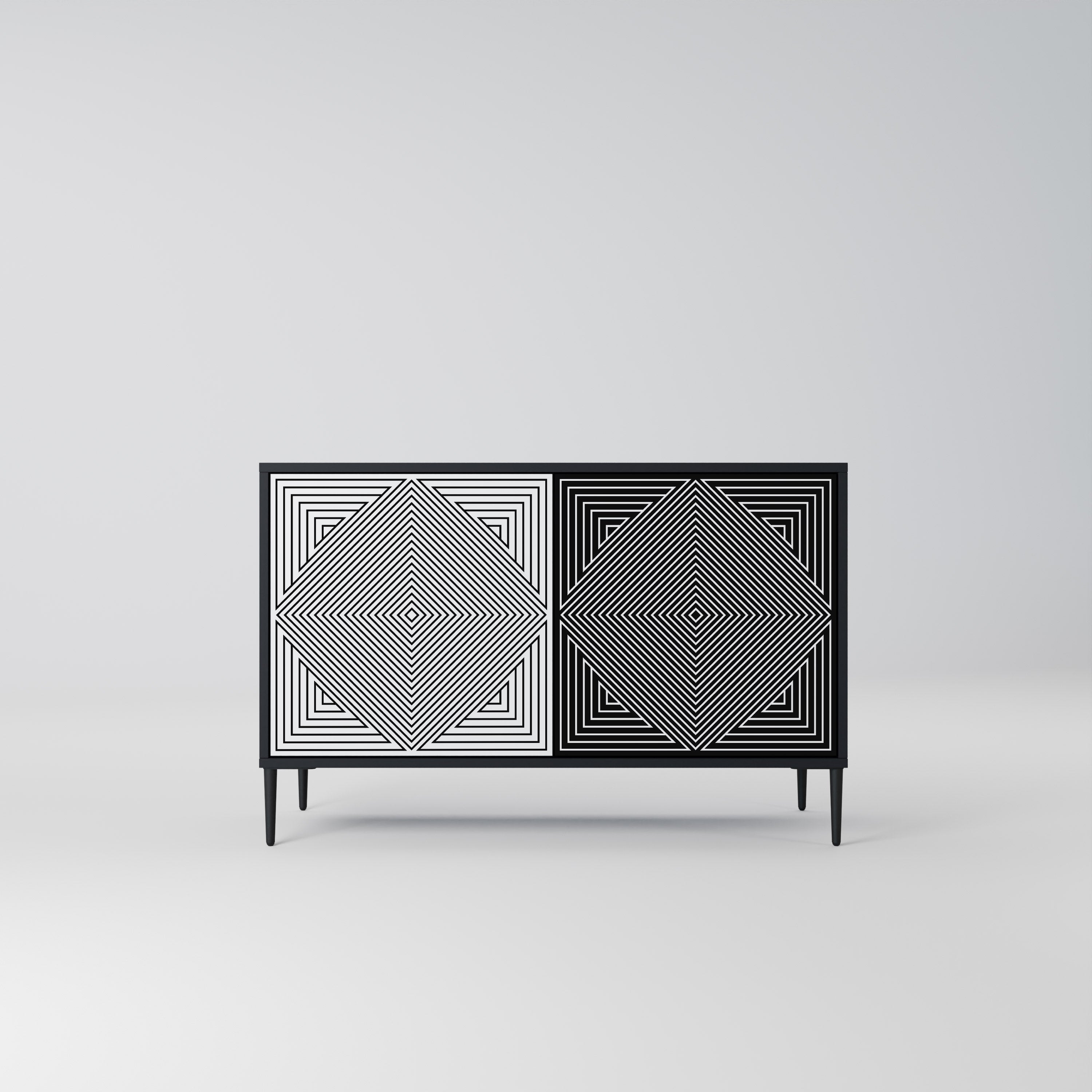 POLYGON ILLUSION 2-Door Sideboard in Black Finish