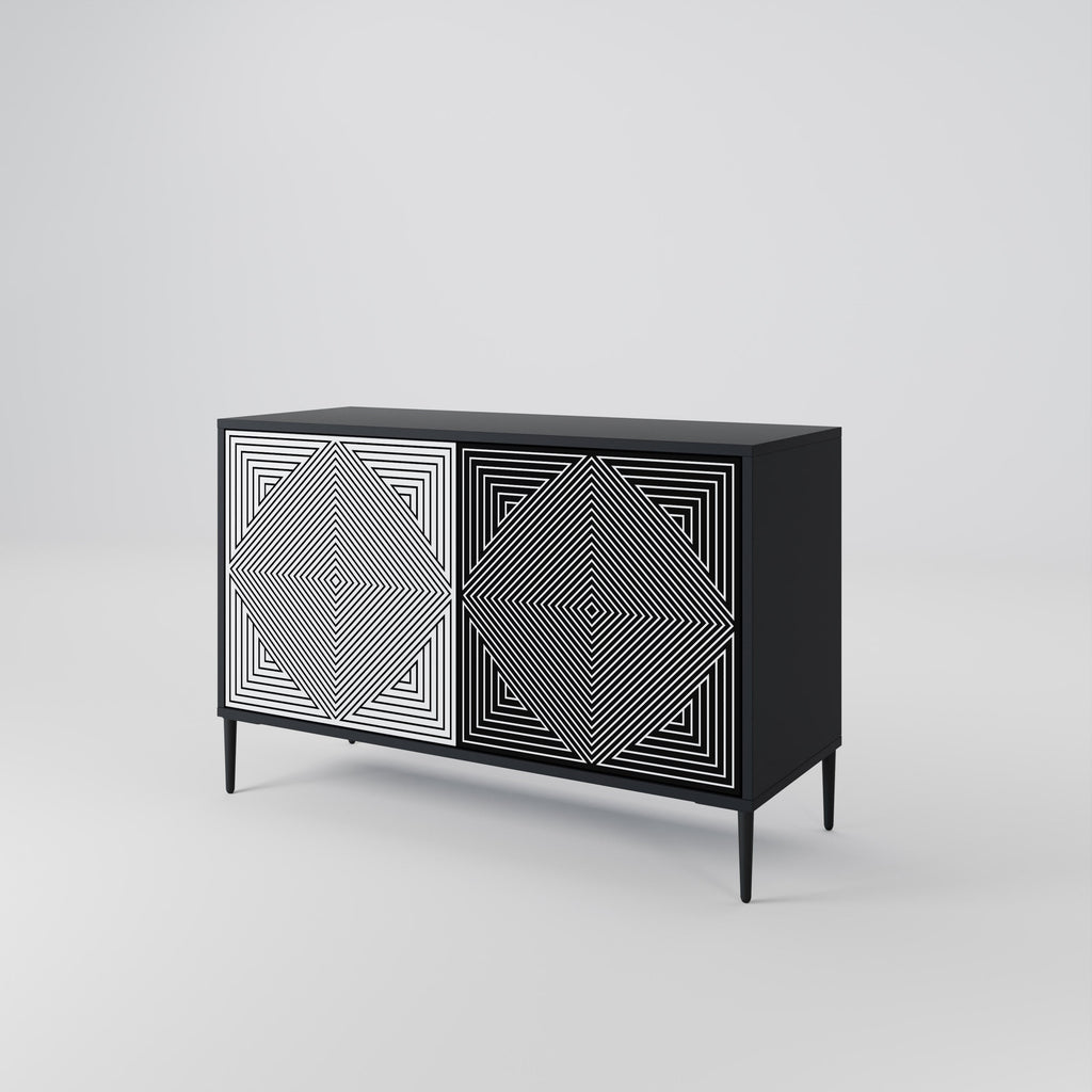 POLYGON ILLUSION 2-Door Sideboard in Black Finish