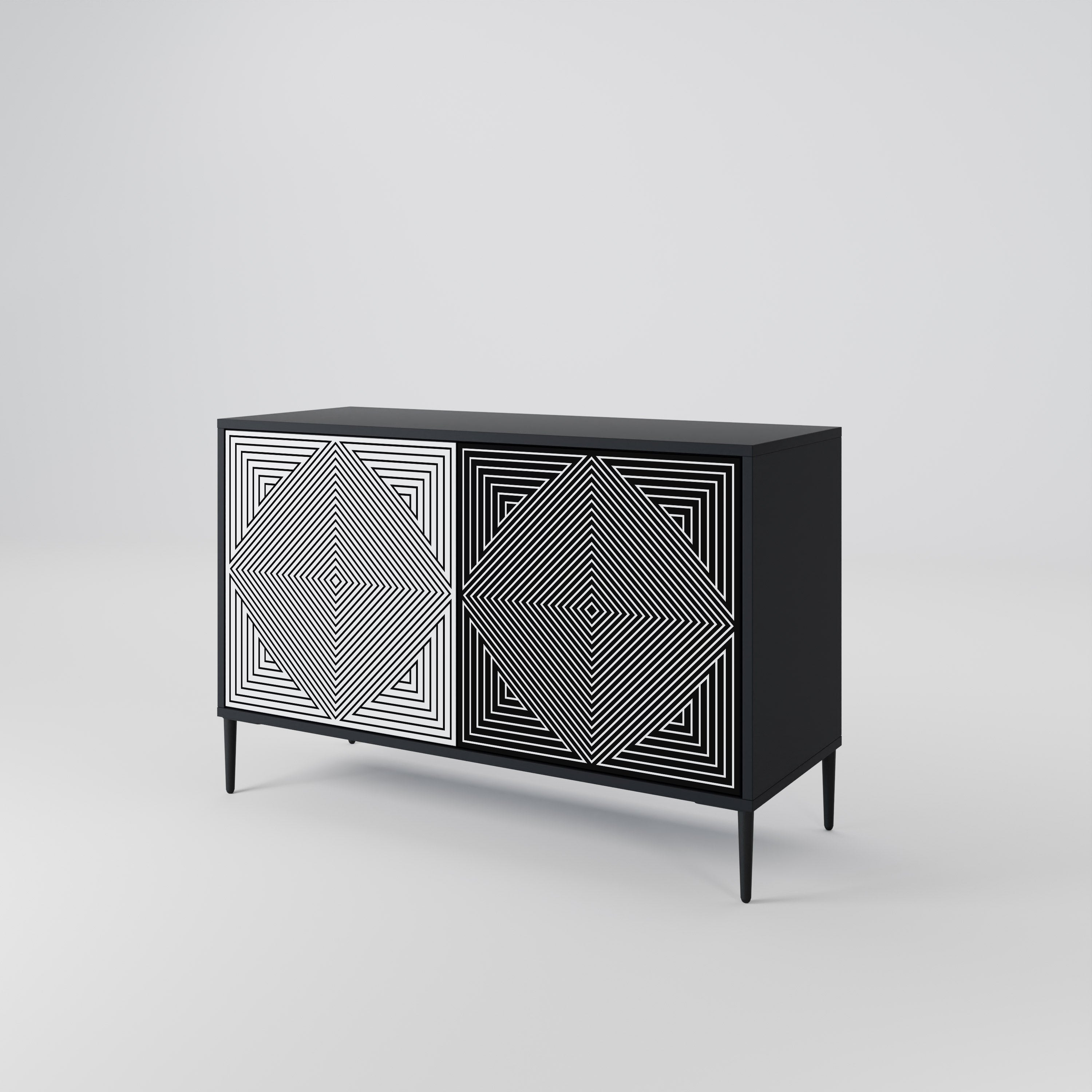 POLYGON ILLUSION 2-Door Sideboard in Black Finish