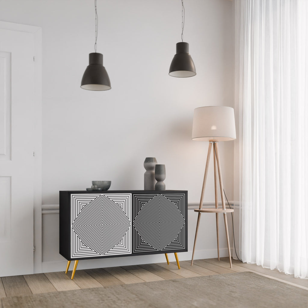 POLYGON ILLUSION 2-Door Sideboard in Black Finish
