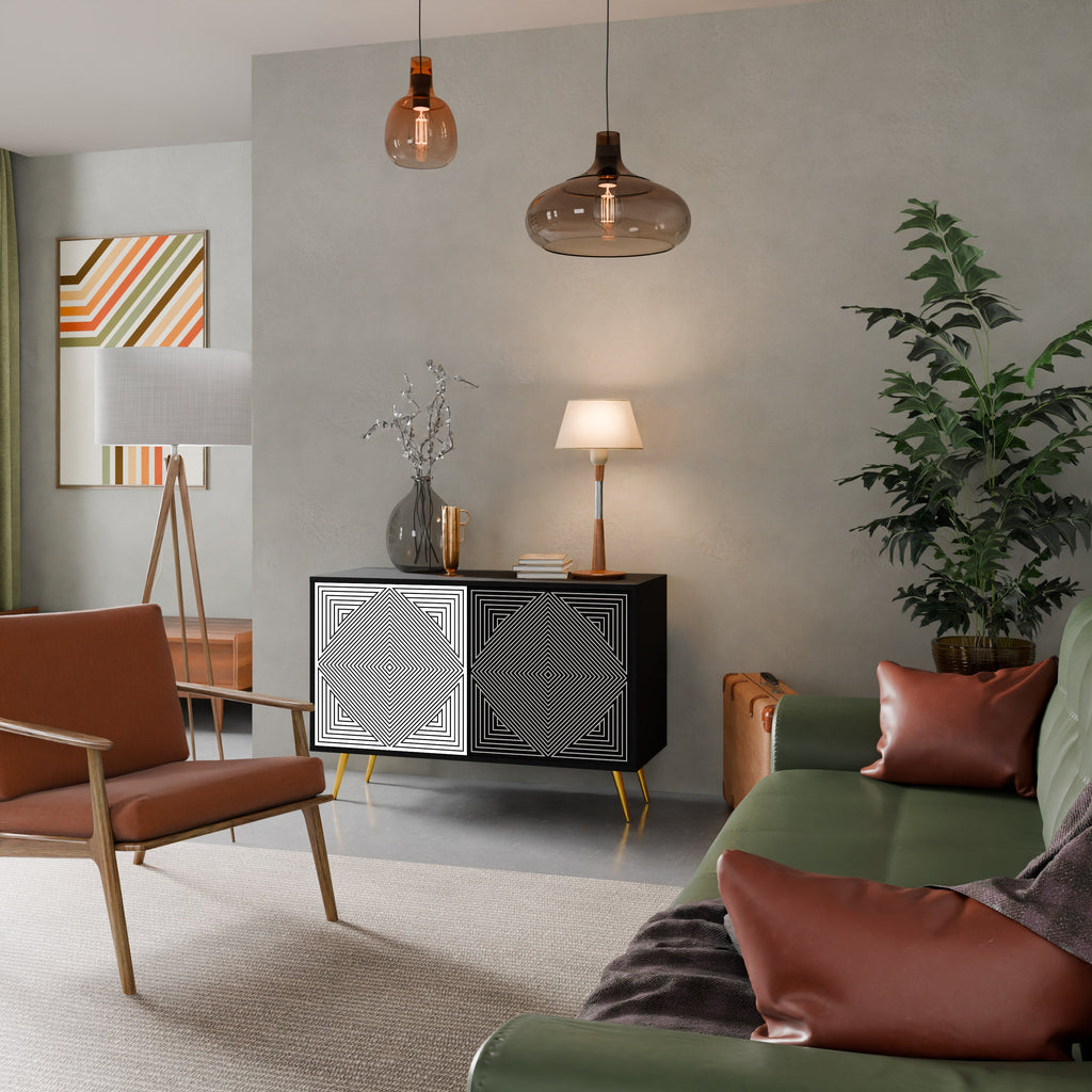 POLYGON ILLUSION 2-Door Sideboard in Black Finish