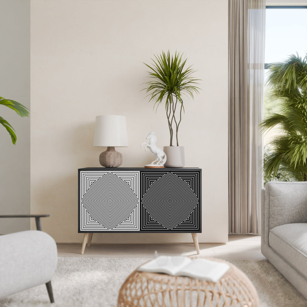 POLYGON ILLUSION 2-Door Sideboard in Black Finish