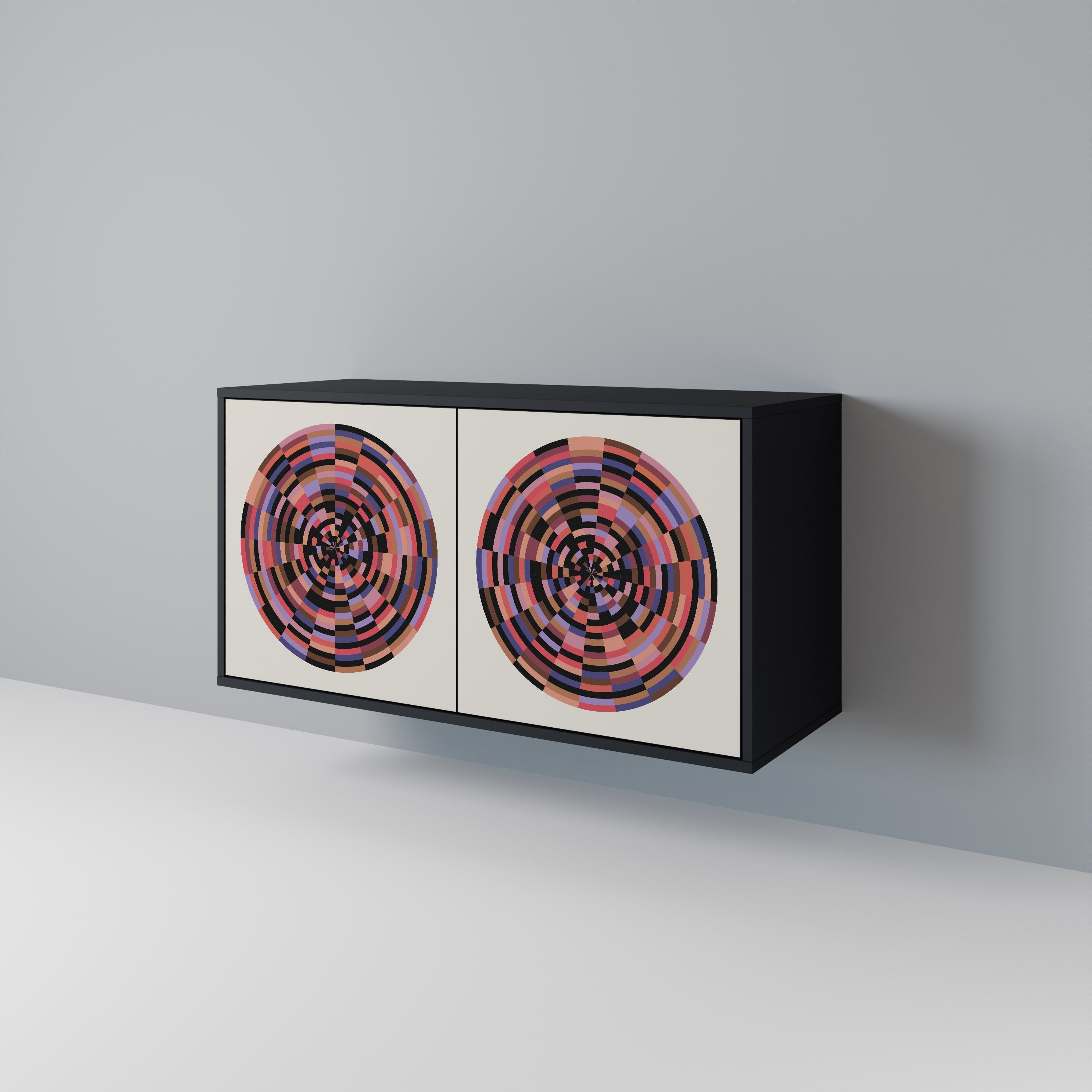 BROWN CIRCLES 2-Door Sideboard in Black Finish