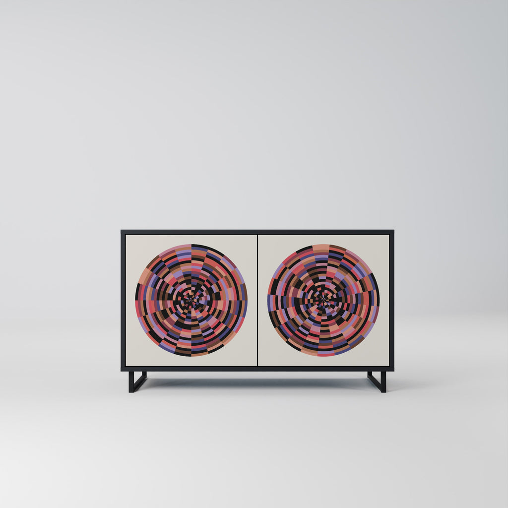 BROWN CIRCLES 2-Door Sideboard in Black Finish