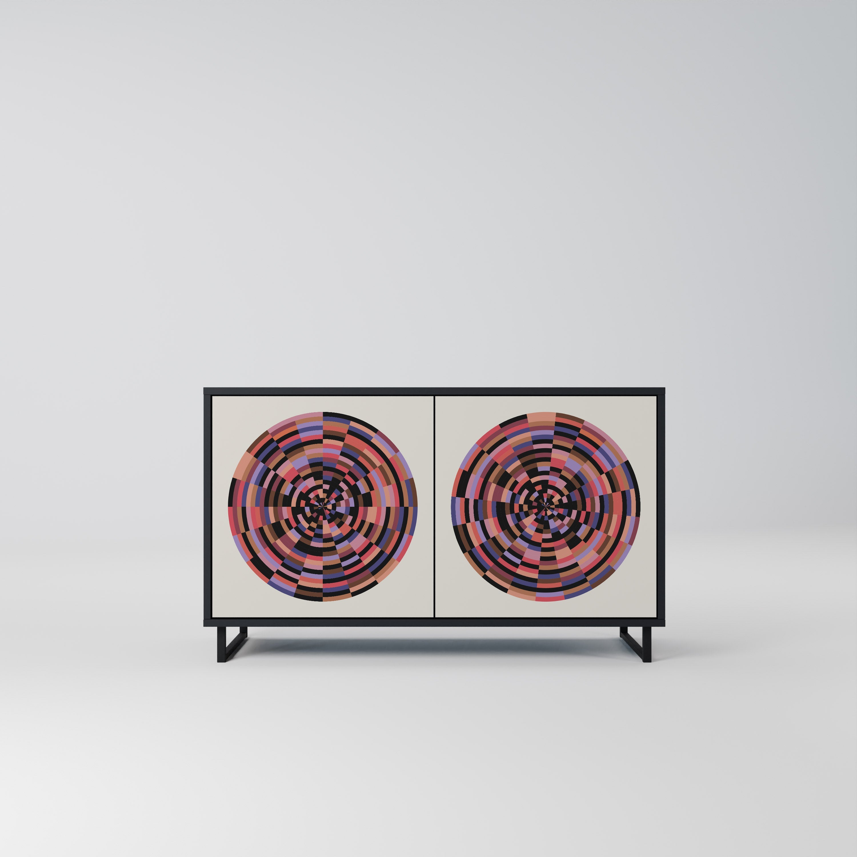 BROWN CIRCLES 2-Door Sideboard in Black Finish