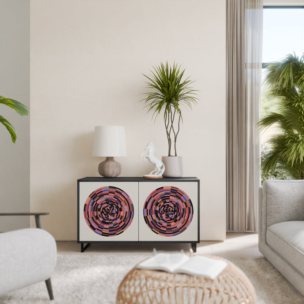BROWN CIRCLES 2-Door Sideboard in Black Finish