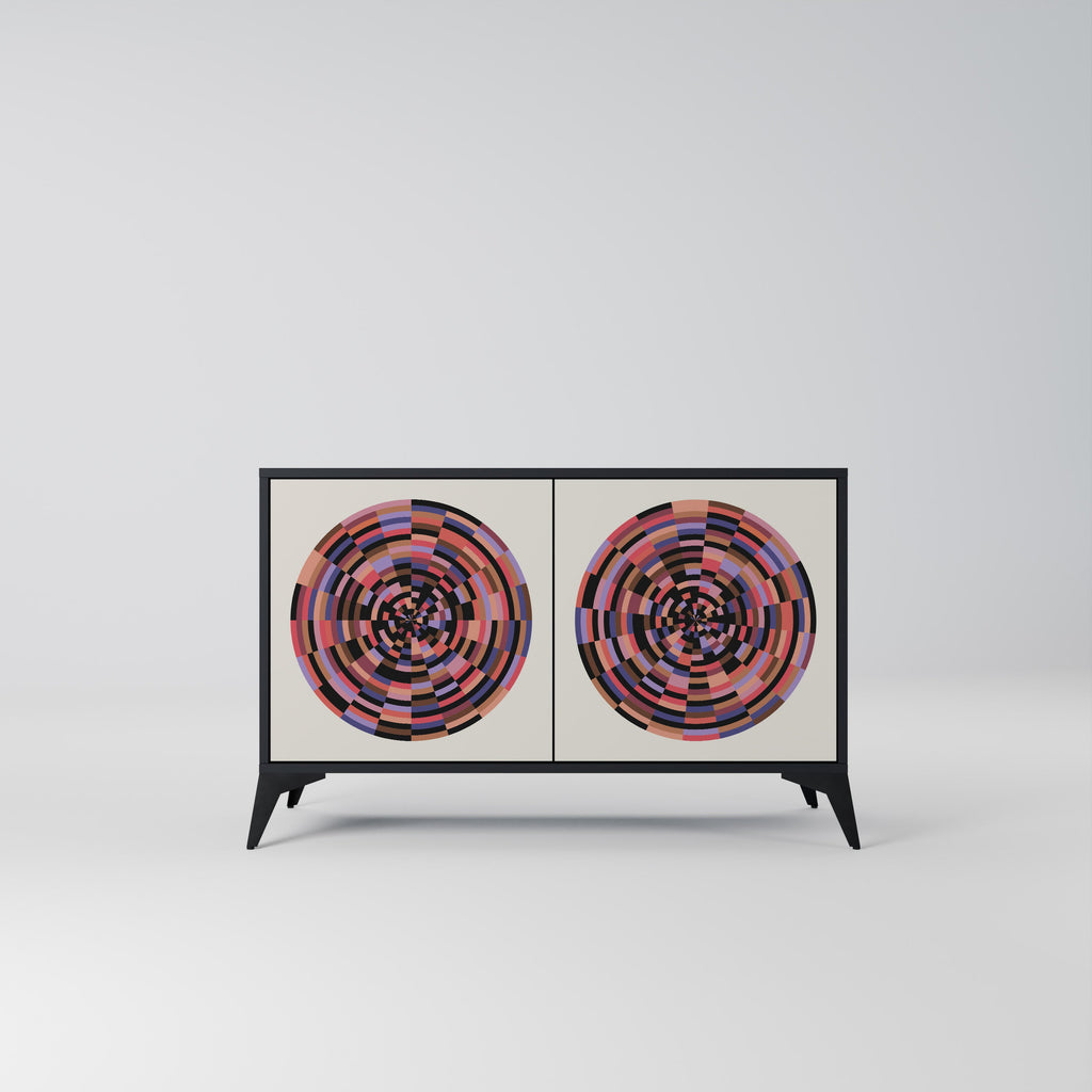 BROWN CIRCLES 2-Door Sideboard in Black Finish