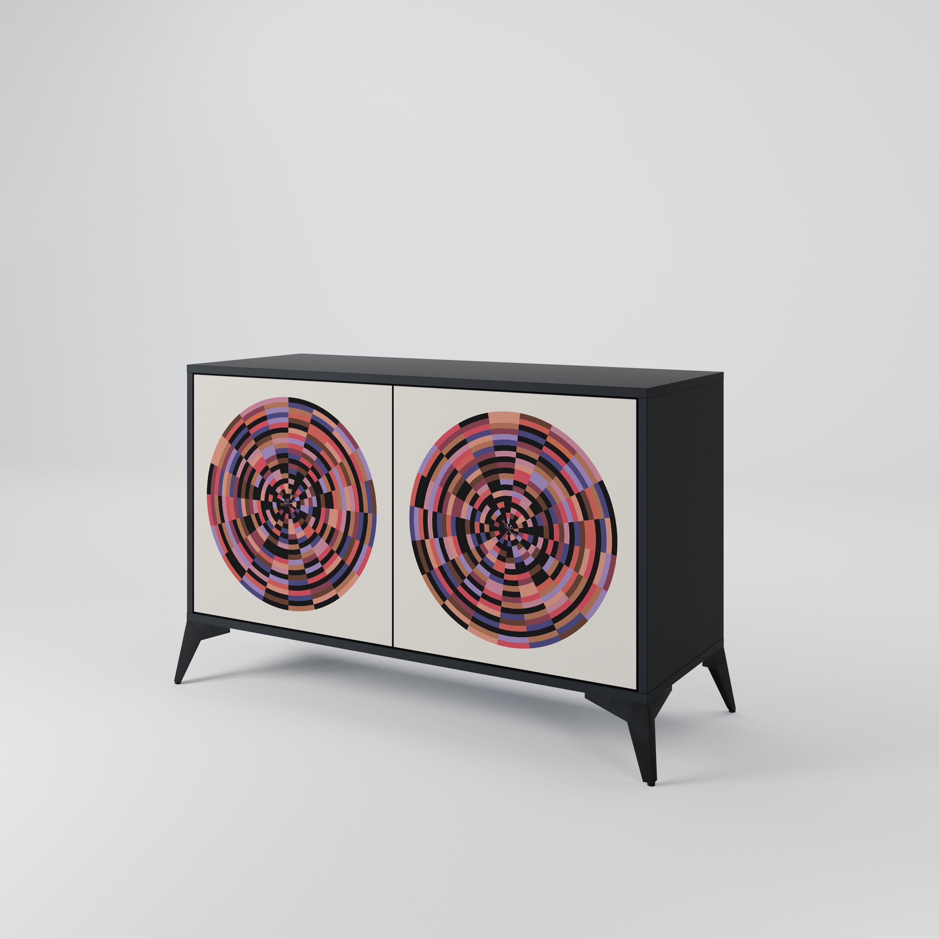 BROWN CIRCLES 2-Door Sideboard in Black Finish