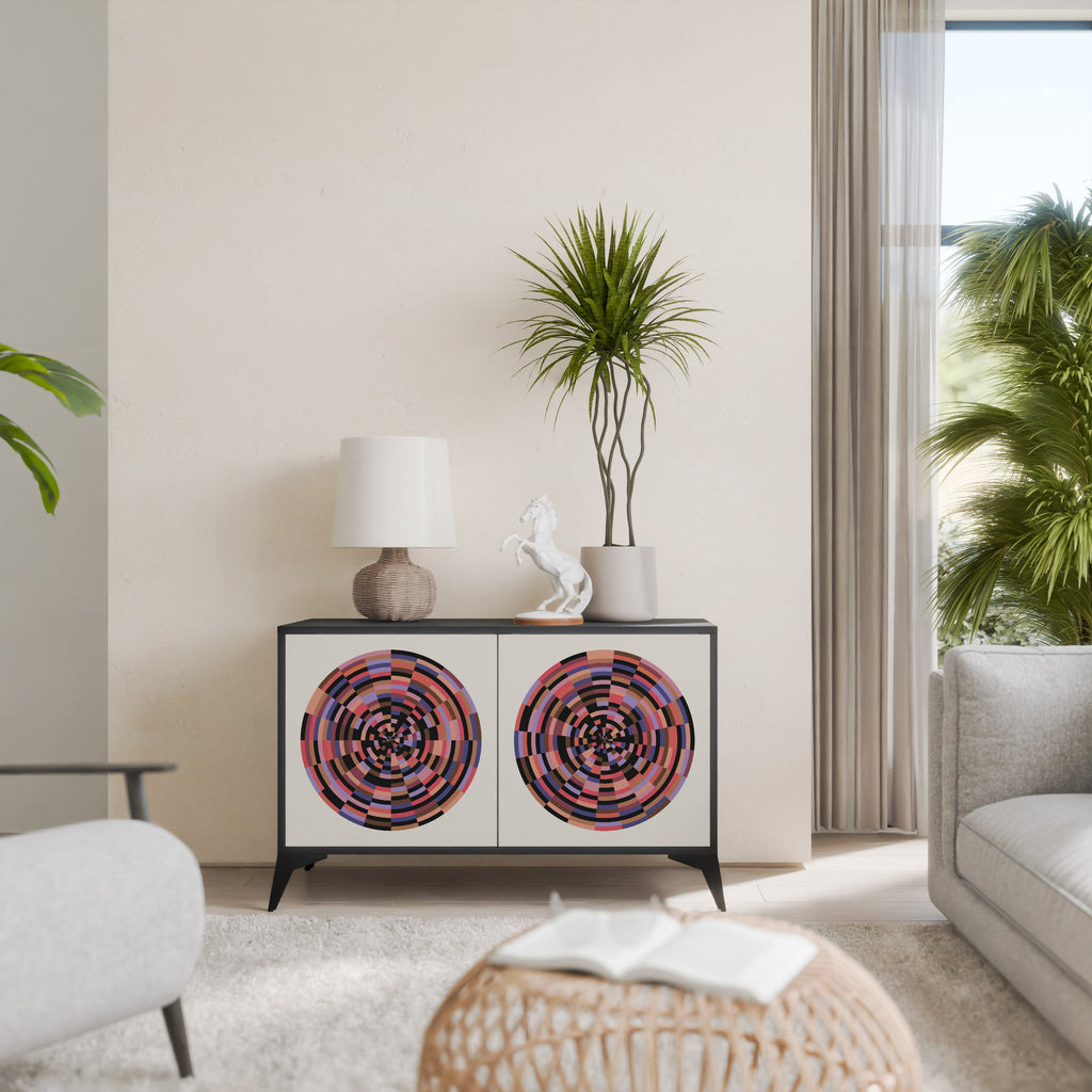 BROWN CIRCLES 2-Door Sideboard in Black Finish
