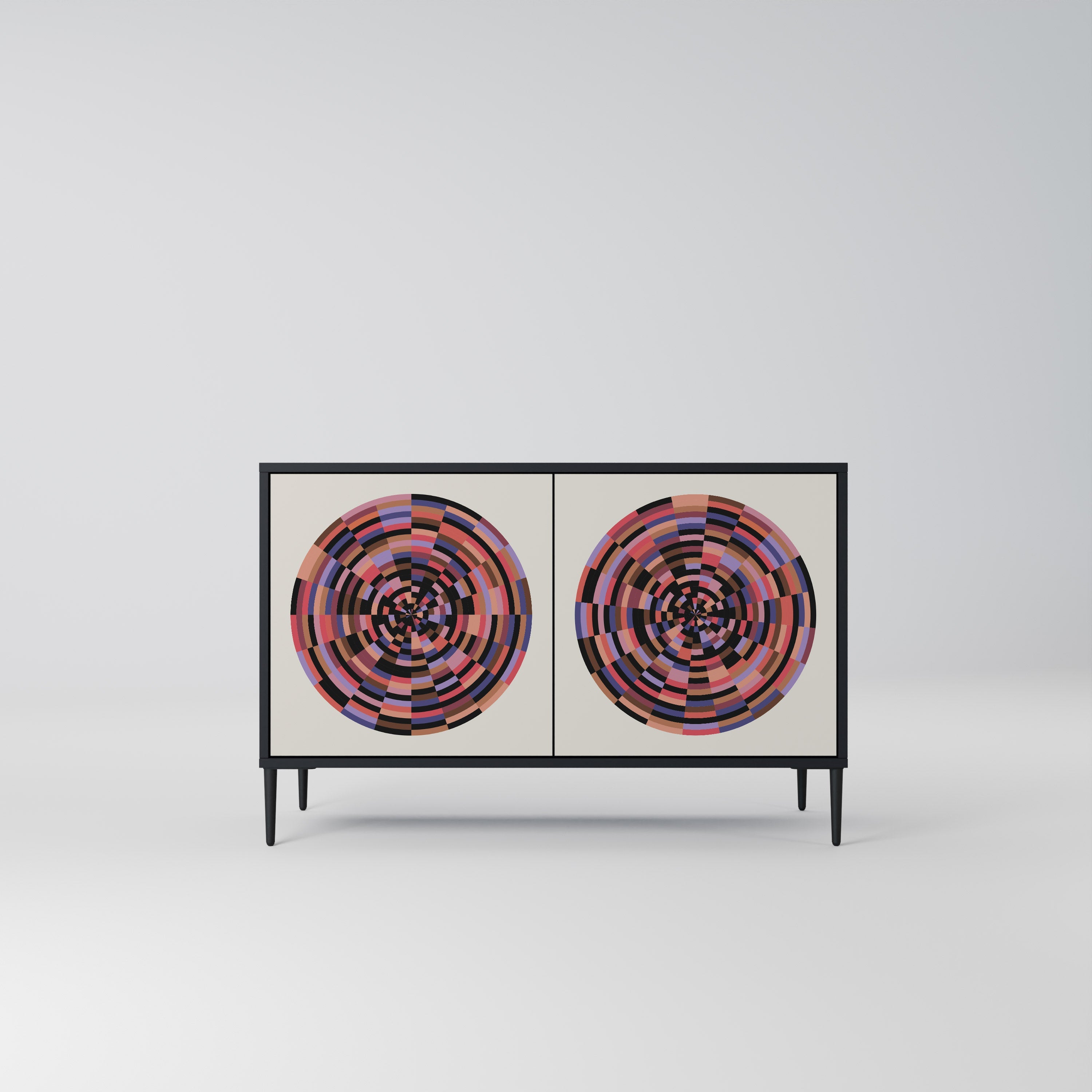 BROWN CIRCLES 2-Door Sideboard in Black Finish