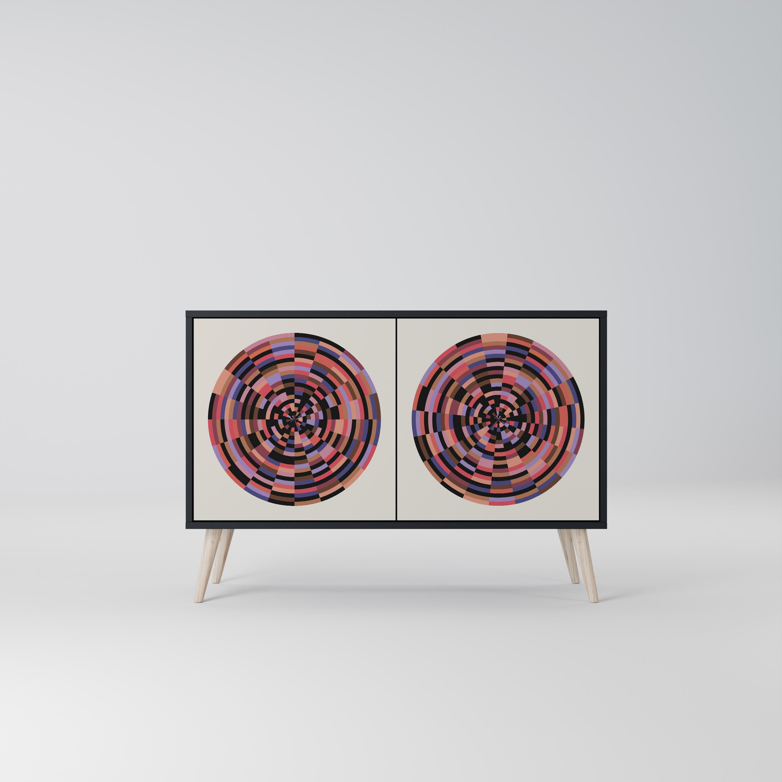 BROWN CIRCLES 2-Door Sideboard in Black Finish