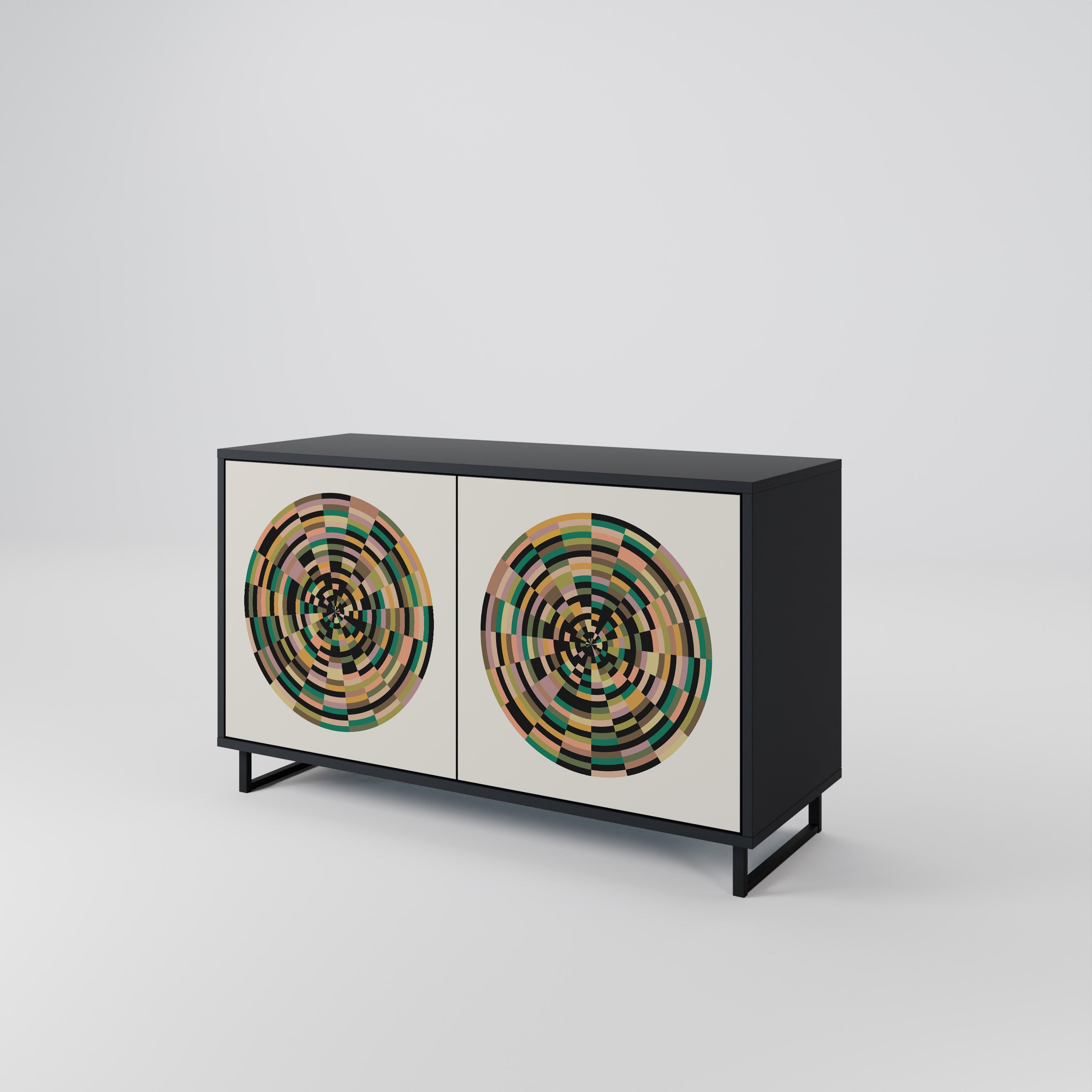 GREEN CIRCLES 2-Door Sideboard in Black Finish