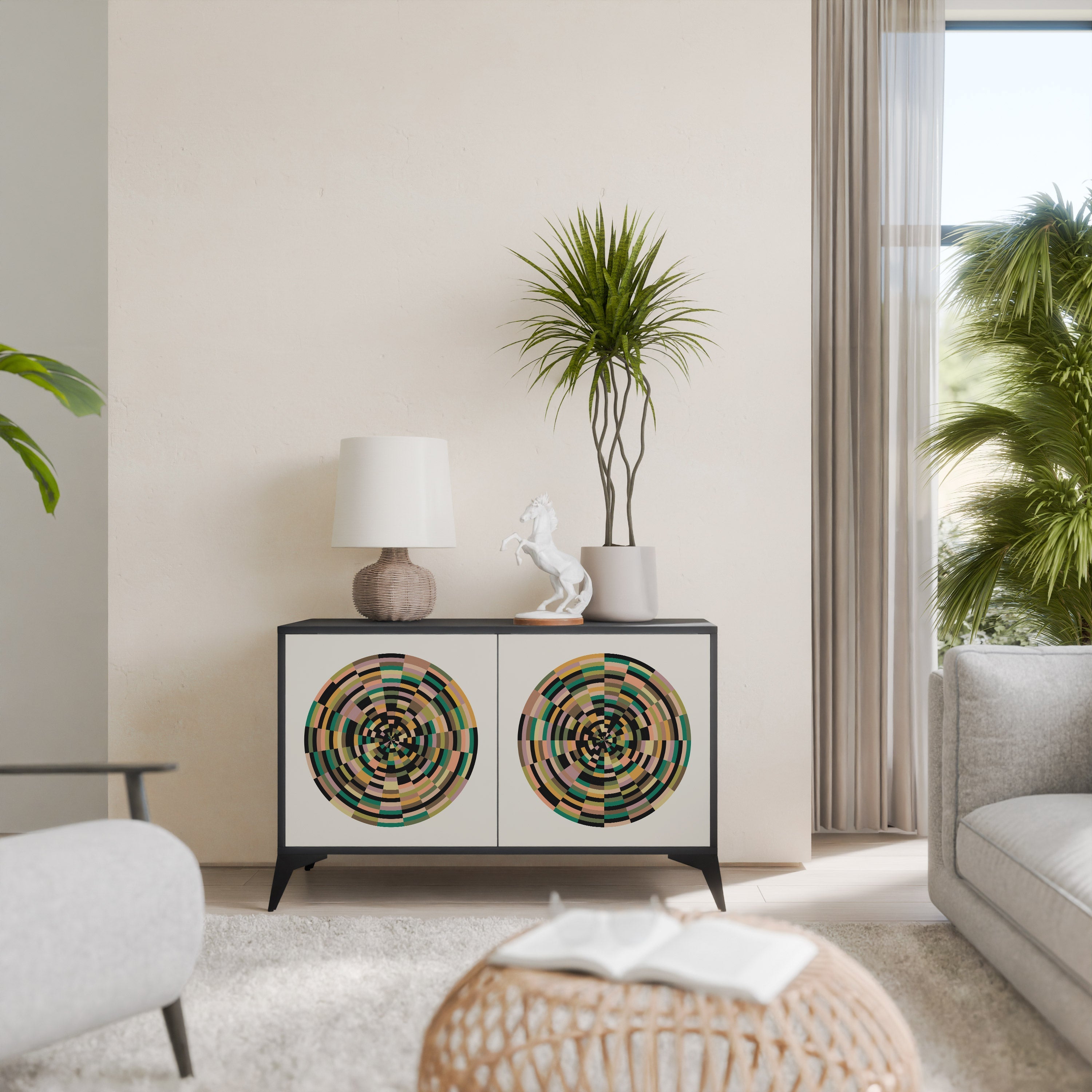 GREEN CIRCLES 2-Door Sideboard in Black Finish