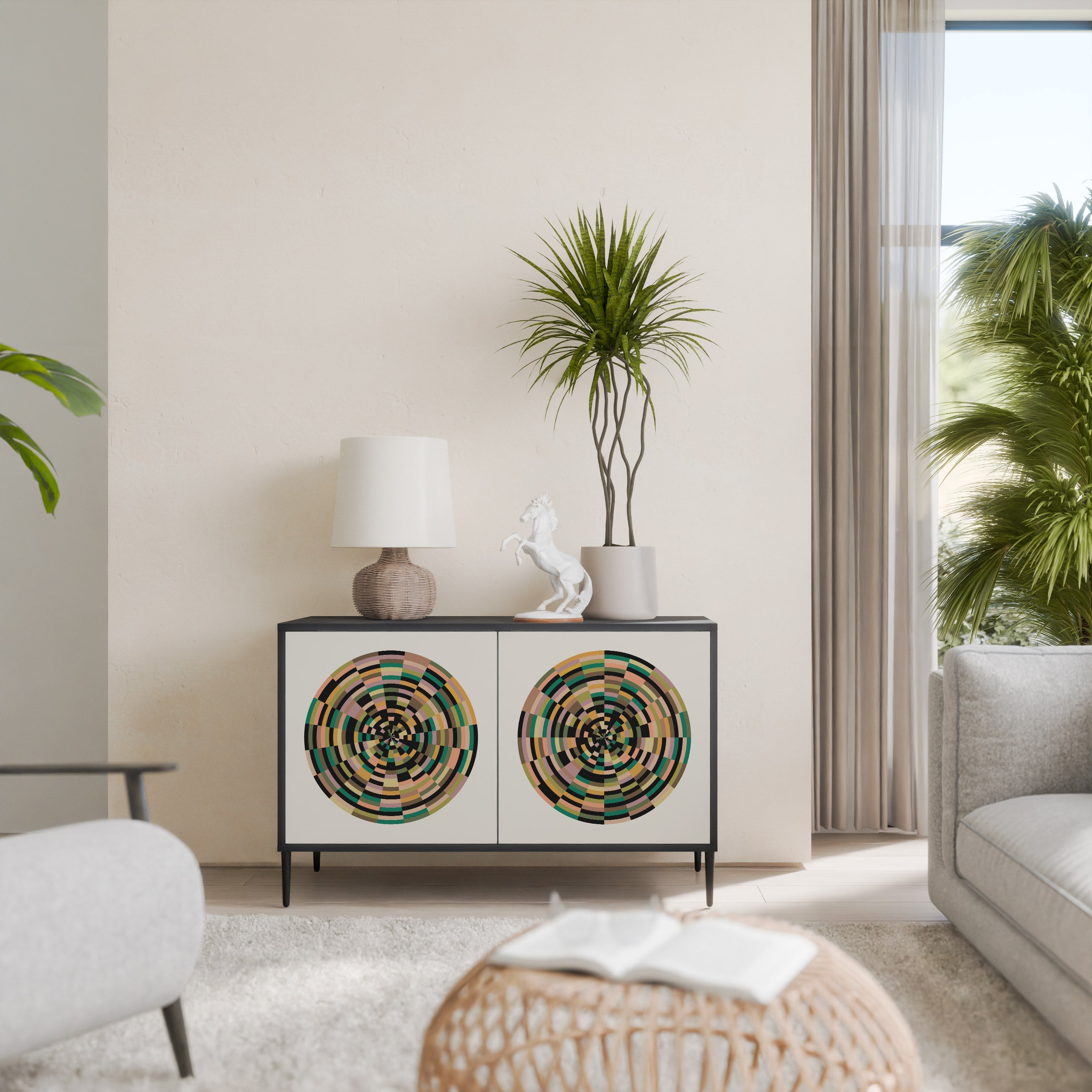 GREEN CIRCLES 2-Door Sideboard in Black Finish
