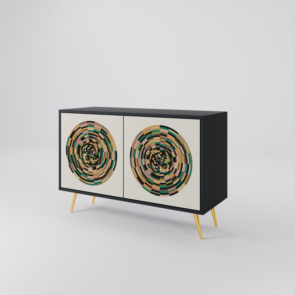 GREEN CIRCLES 2-Door Sideboard in Black Finish