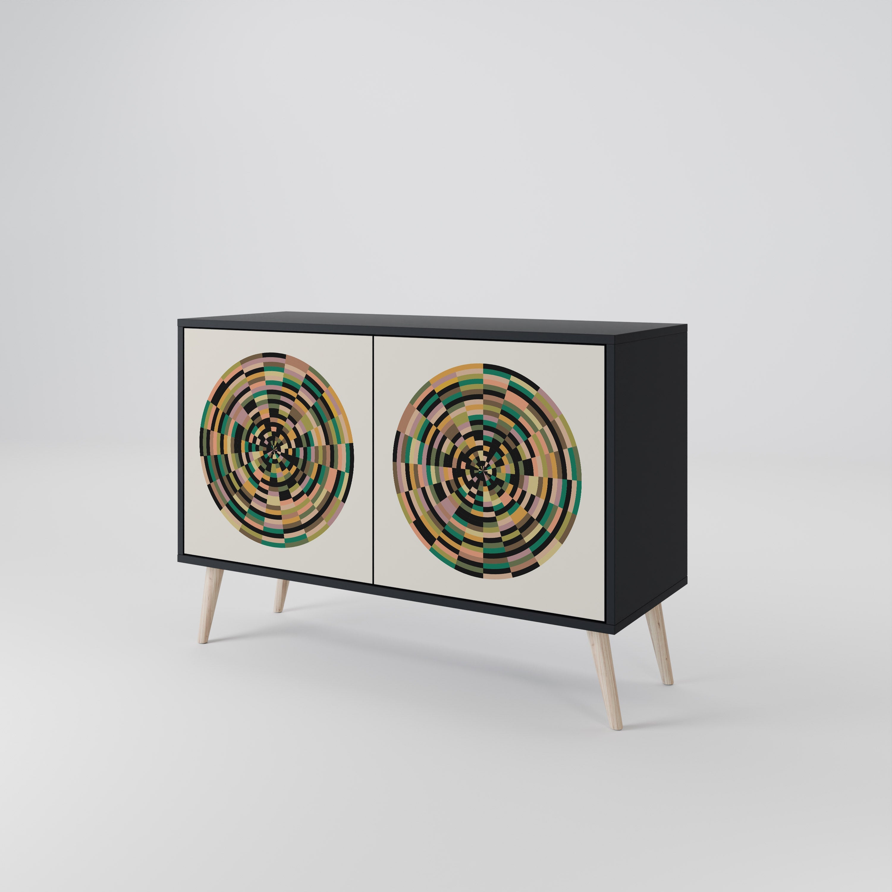 GREEN CIRCLES 2-Door Sideboard in Black Finish