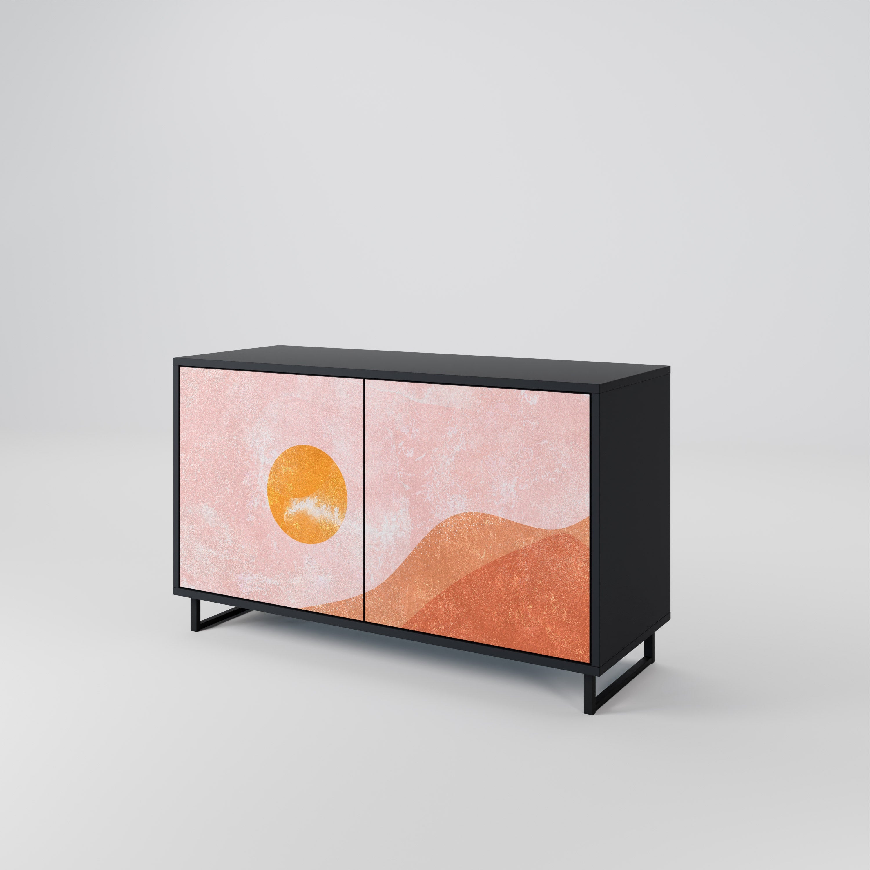 LUMINOUS SUNLIGHT 2-Door Sideboard in Black Finish