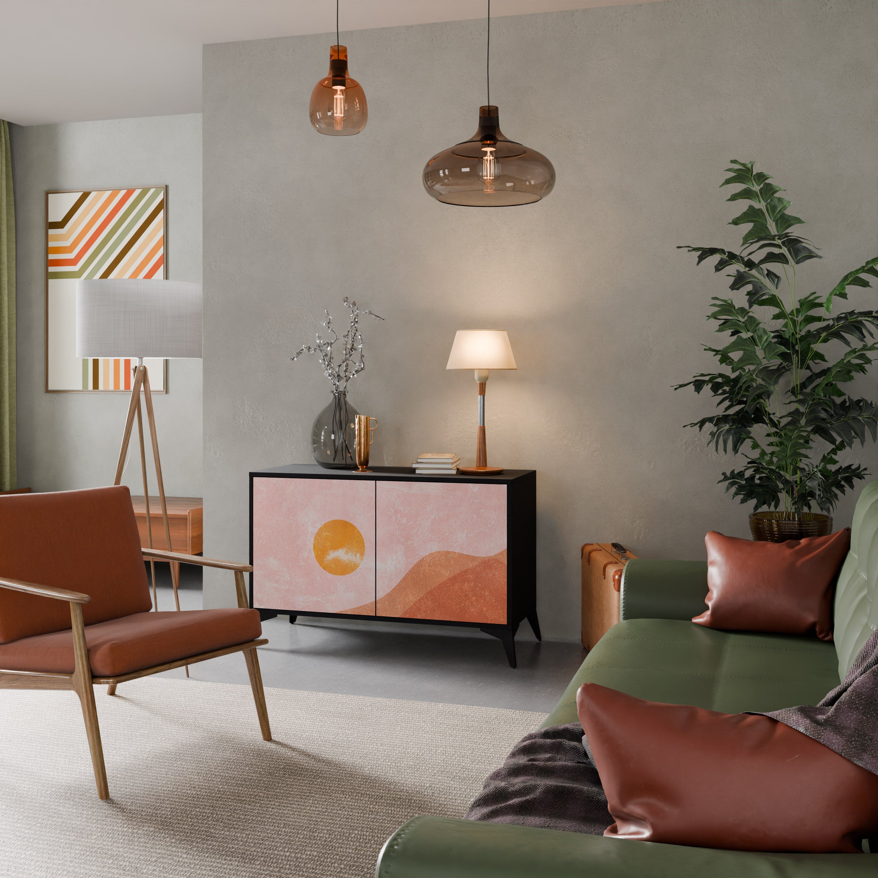 LUMINOUS SUNLIGHT 2-Door Sideboard in Black Finish