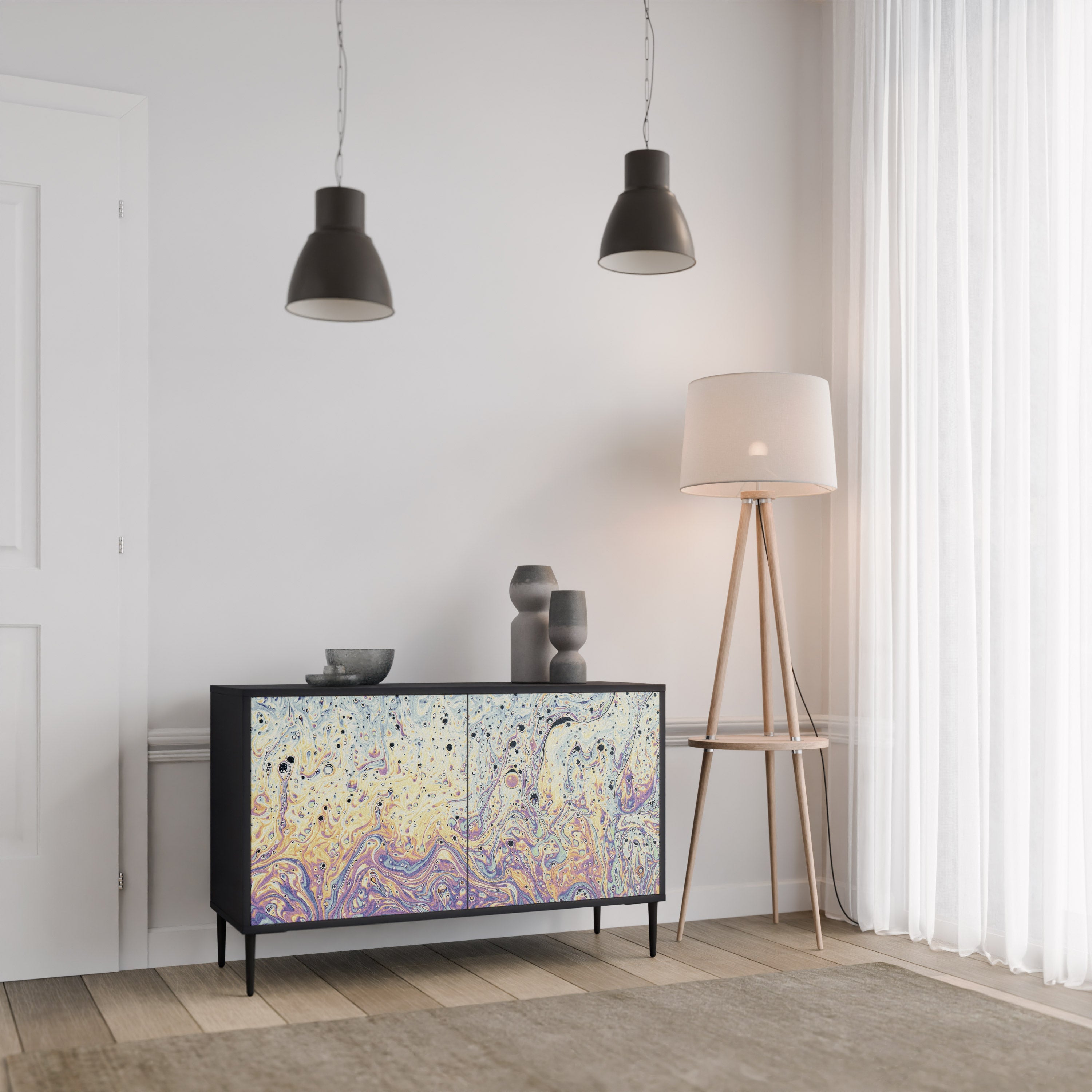 MOSAIC OF COLORS 2-Door Sideboard in Black Finish