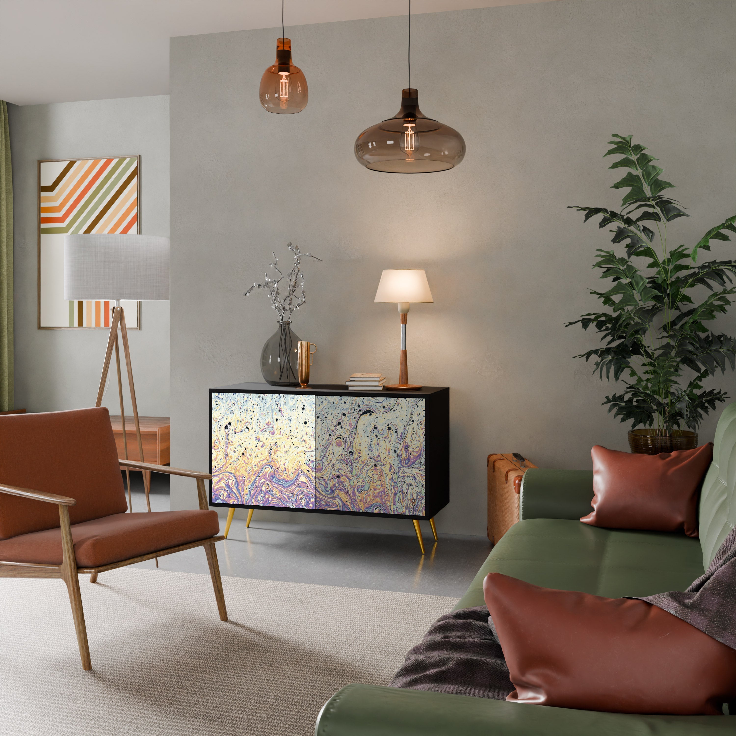 MOSAIC OF COLORS 2-Door Sideboard in Black Finish