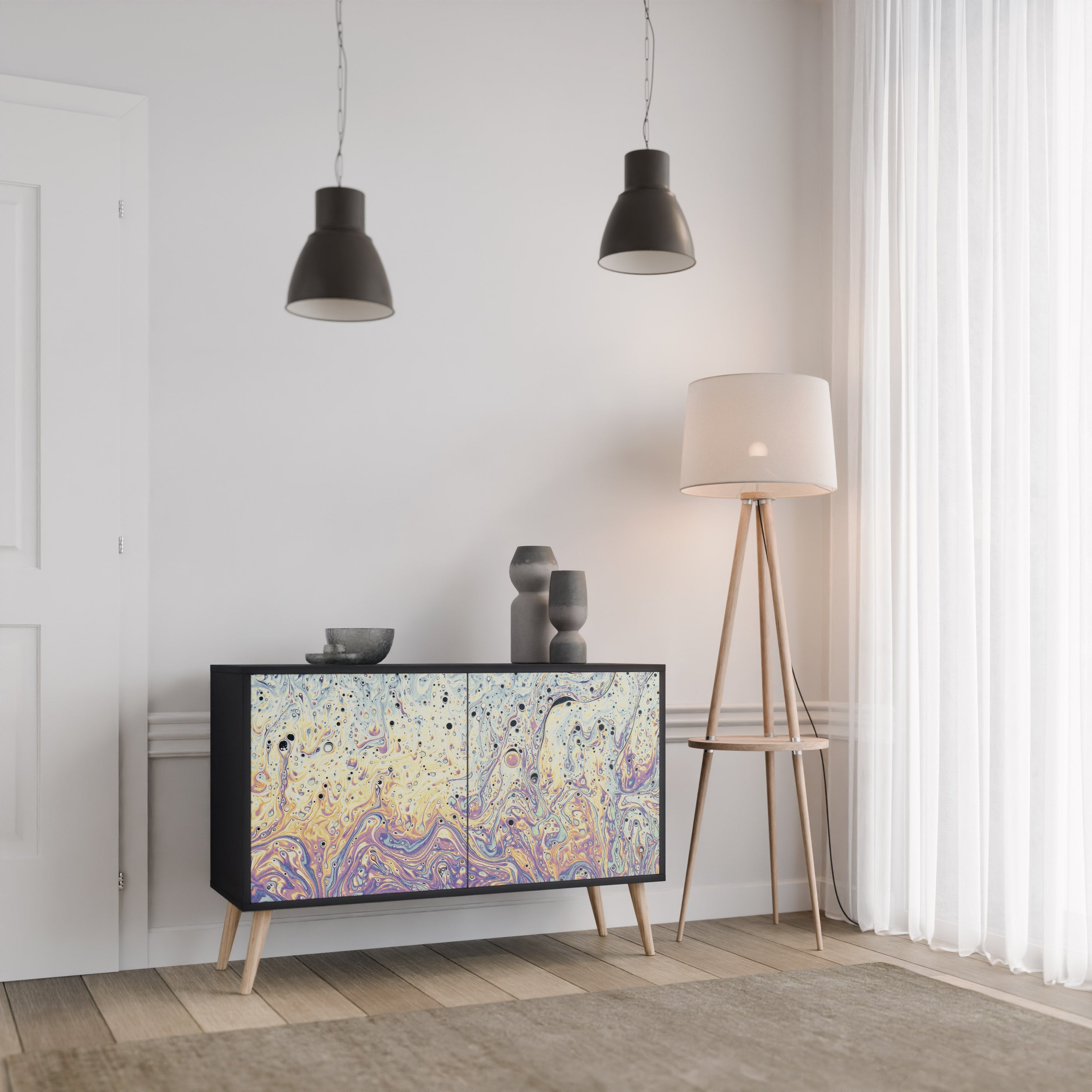 MOSAIC OF COLORS 2-Door Sideboard in Black Finish