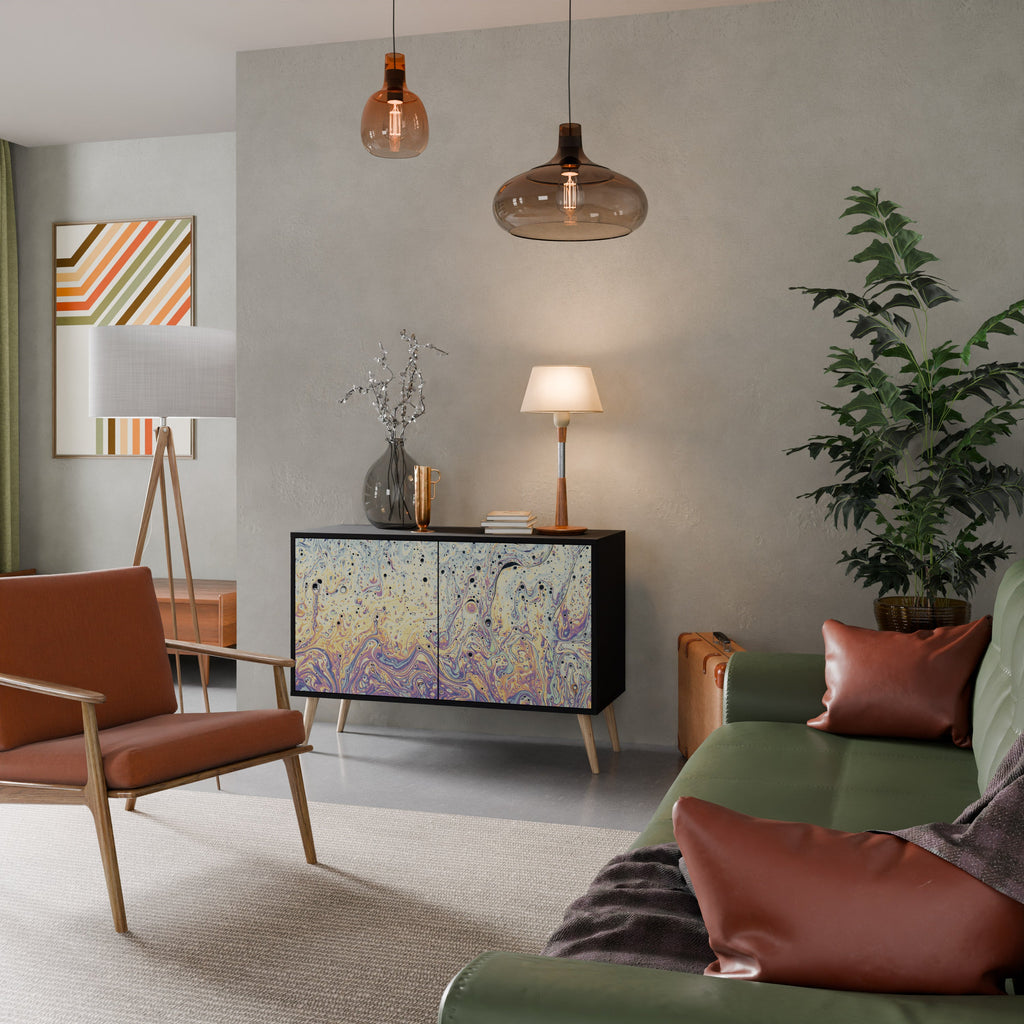 Buffet 2 portes MOSAIC OF COLORS en finition noire