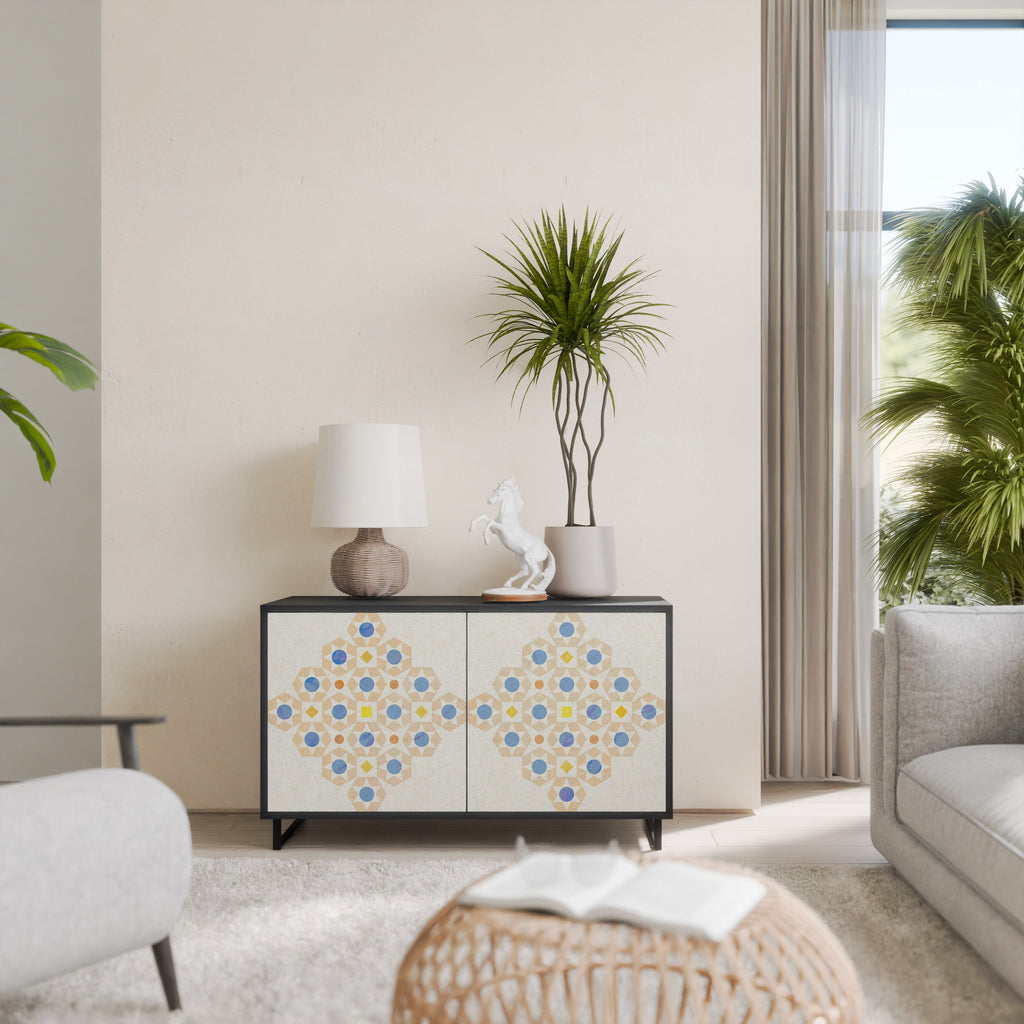 PATTERNED PRISM 2-Door Sideboard in Black Finish
