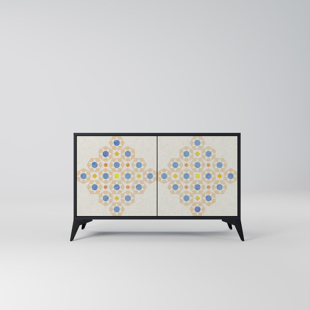 PATTERNED PRISM 2-Door Sideboard in Black Finish