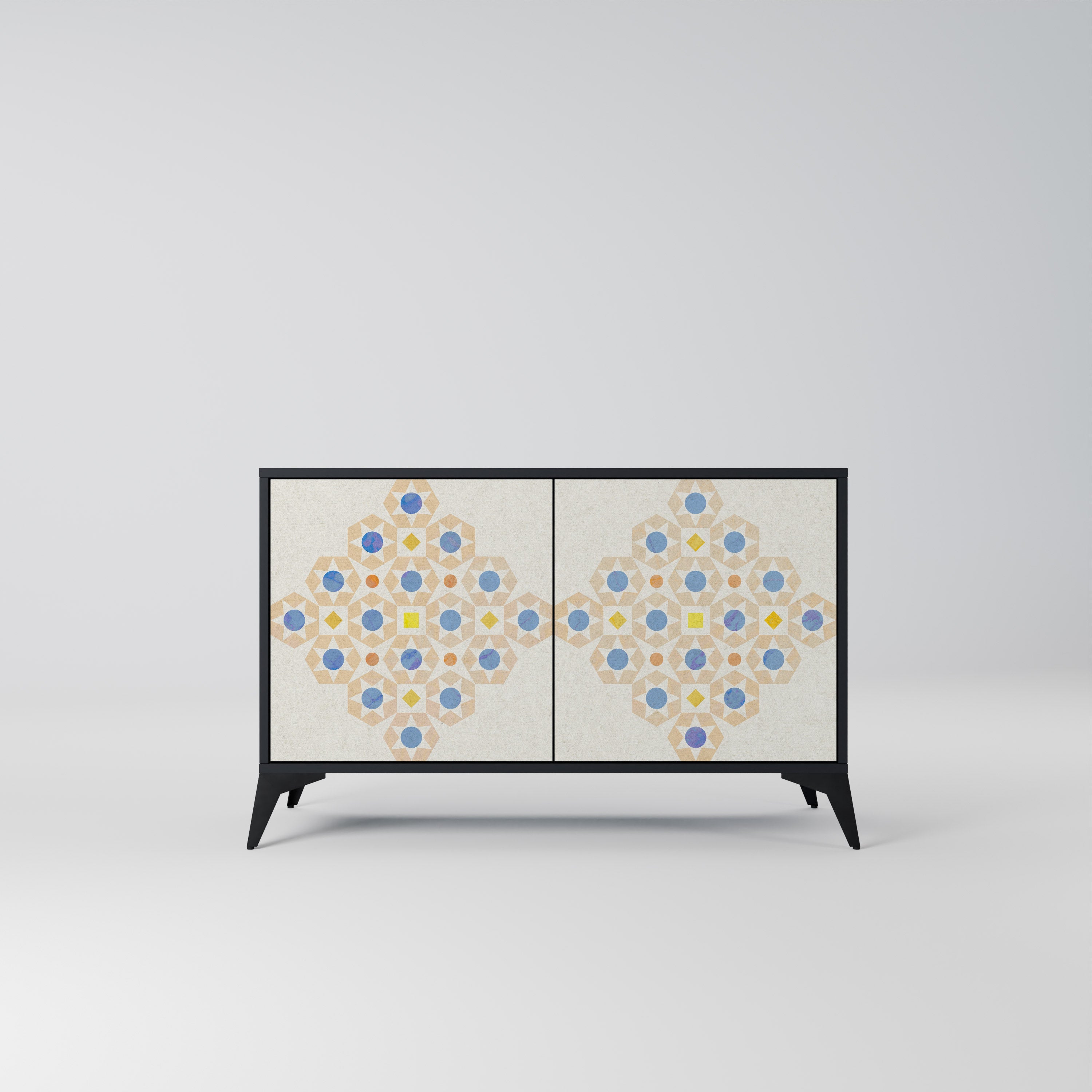 PATTERNED PRISM 2-Door Sideboard in Black Finish