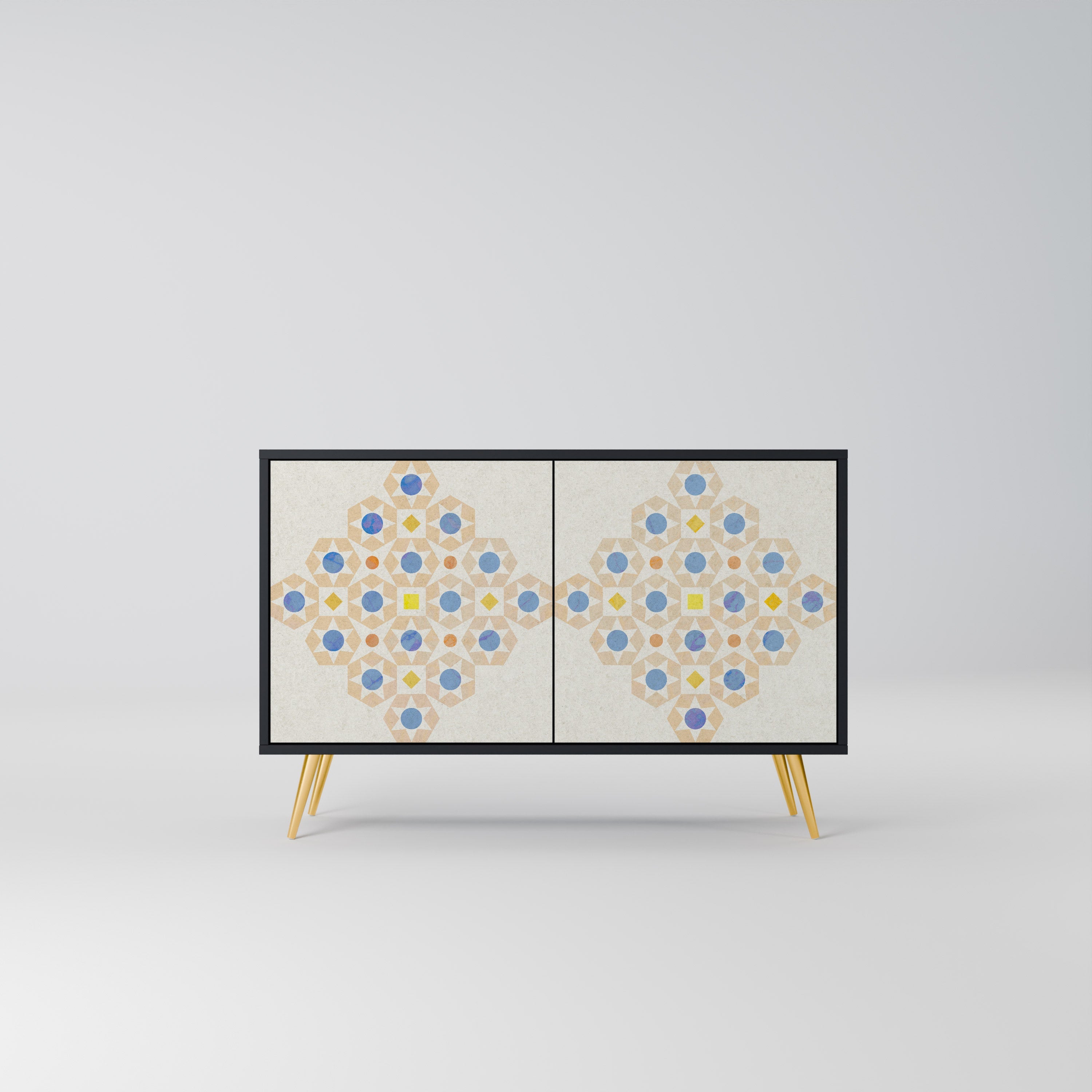 PATTERNED PRISM 2-Door Sideboard in Black Finish