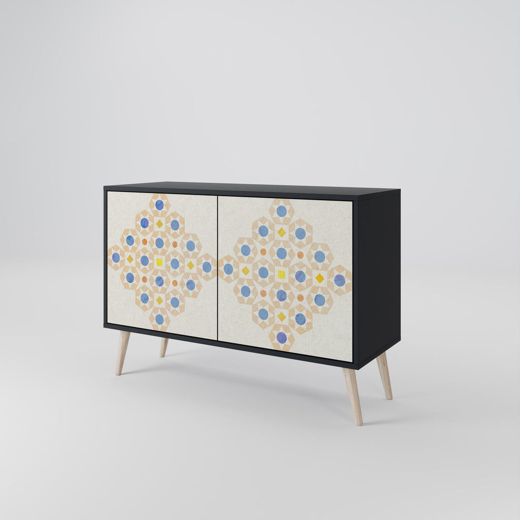 PATTERNED PRISM 2-Door Sideboard in Black Finish