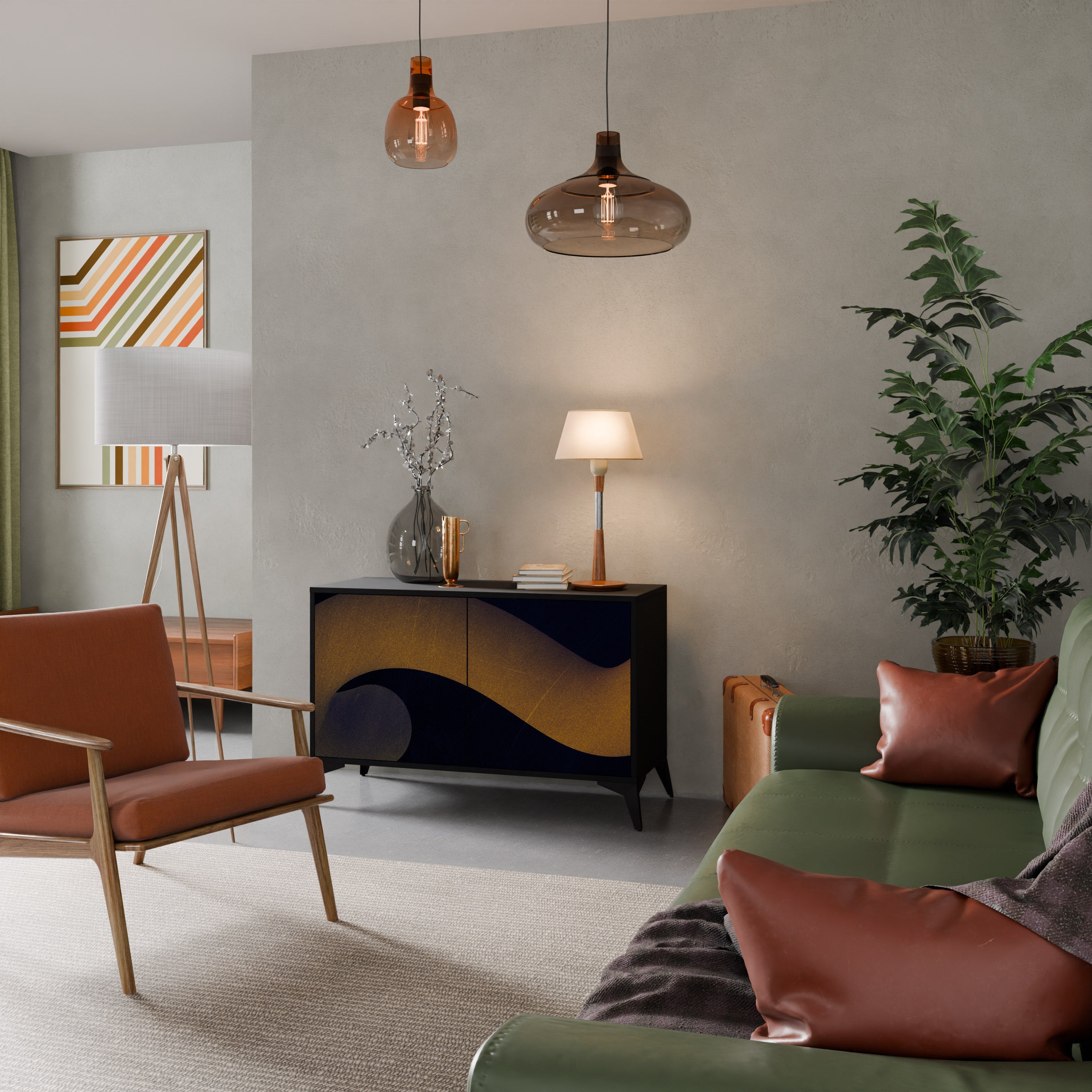 HOLLOW TIME 2-Door Sideboard in Black Finish