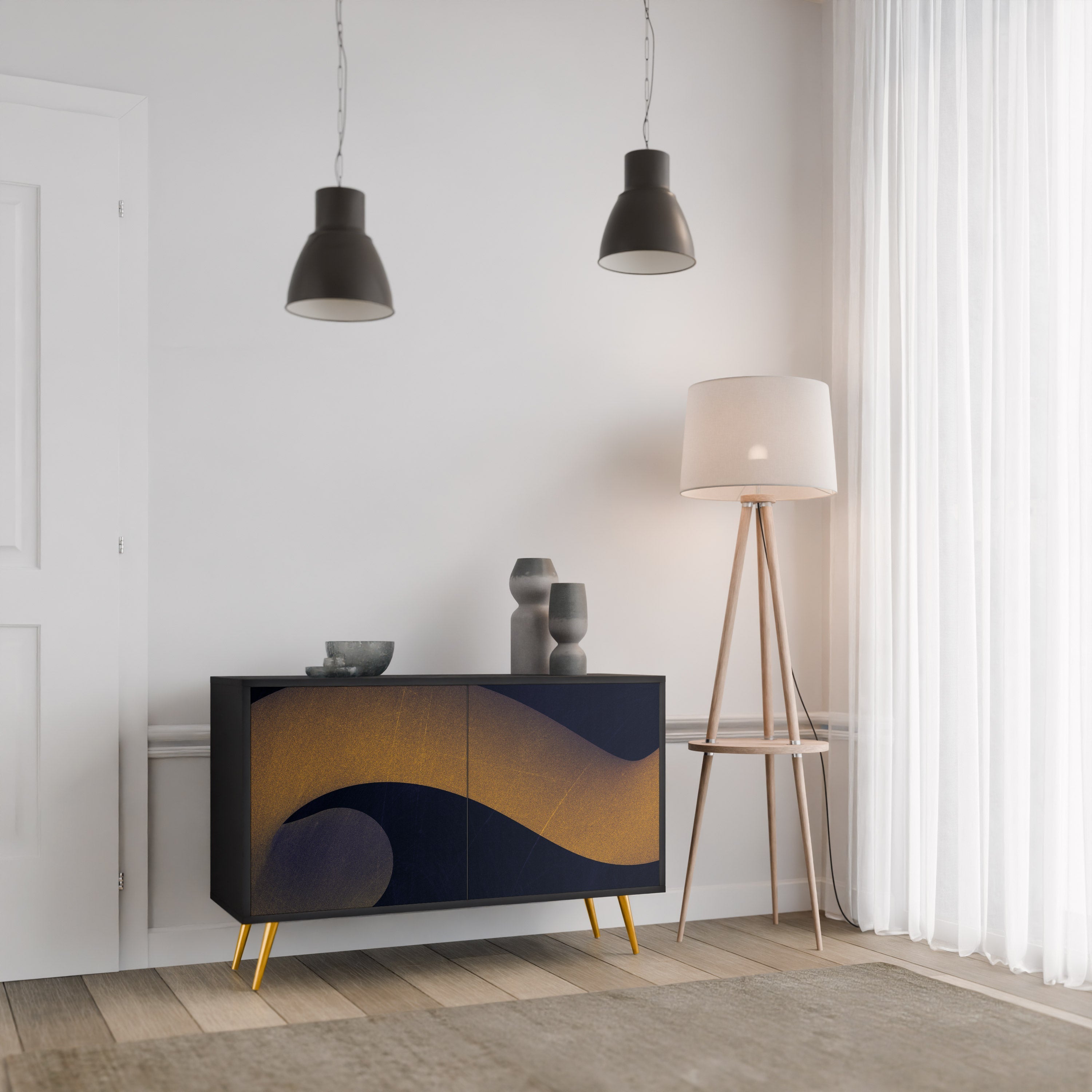 HOLLOW TIME 2-Door Sideboard in Black Finish